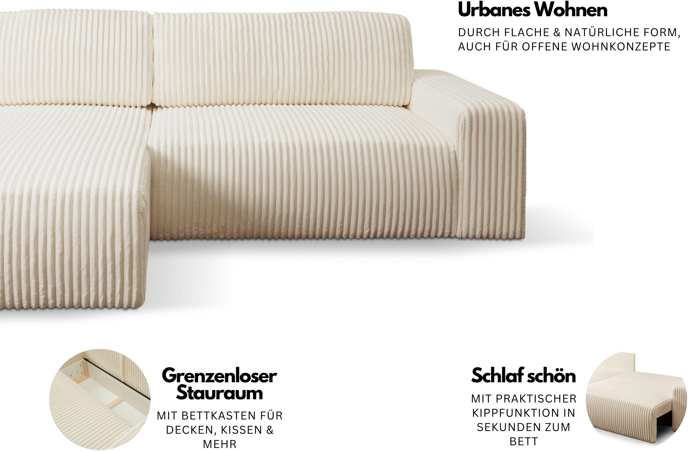 Thumbnail - WERK2 Ecksofa "Rotterdam-L, kuschelweicher Cord oder Breitcord, L-Form, Breite 267 cm" Design Ecksofa mit Schlaffunktion...