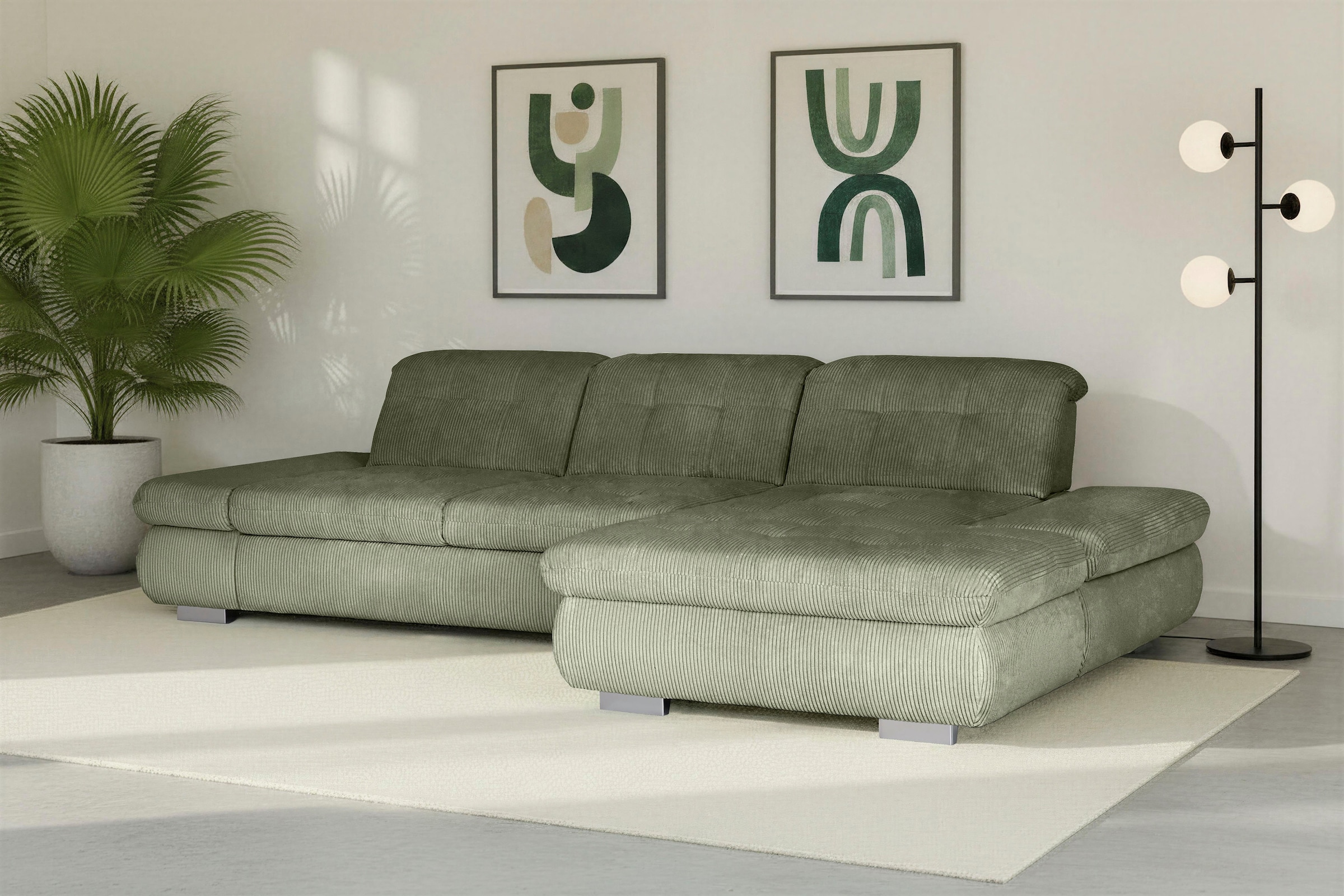 Die PlanBar Ecksofa "MP-IN17004 L-Form, Breite 331 cm, Kaltschaum-Polsterung" inkl. Sitztiefenverstellung, wahlweise weitere Funktionen