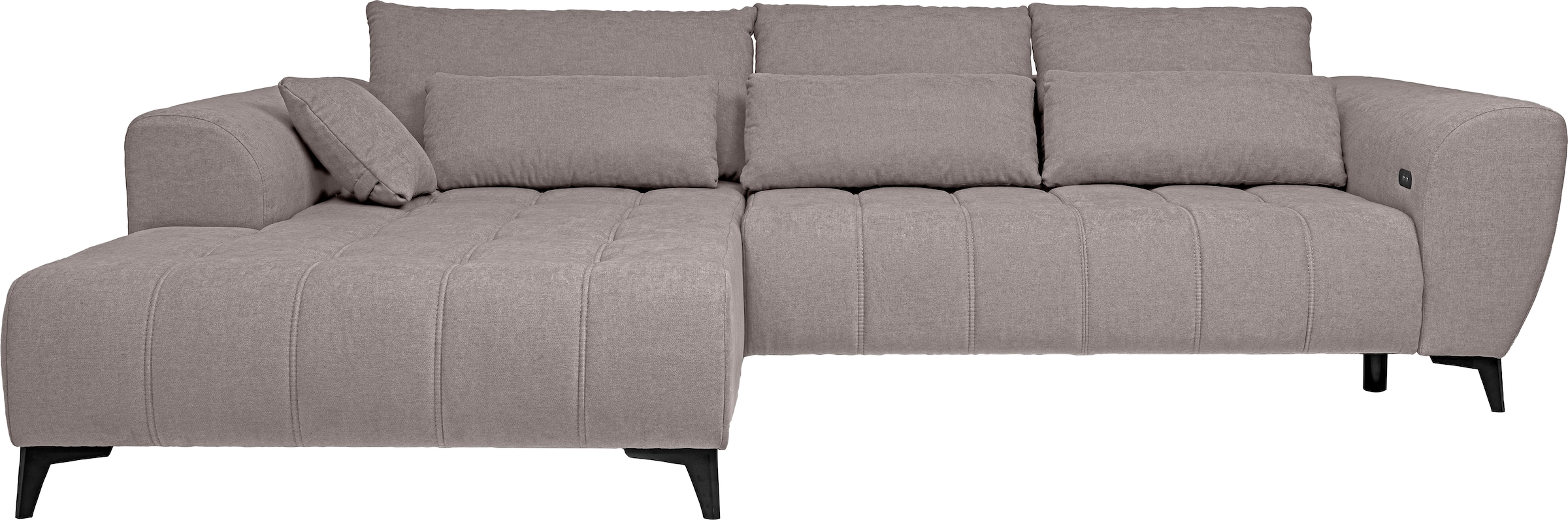 WERK2 Ecksofa »Garay, XXL-Liegefläche: elektrisch ausziehbar auf ca. 228×126 cm« Luxus in Übergröße: XXL-Liegefläche, Komfort-Ottomane & stilvolle Füße