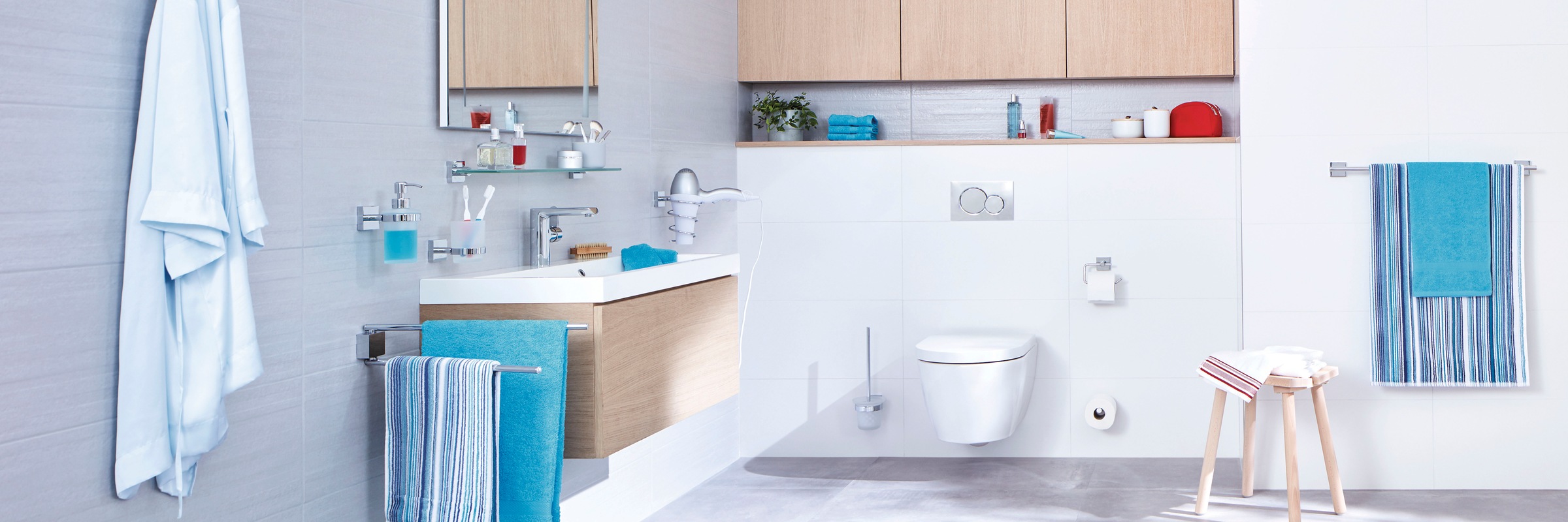 Thumbnail - tesa Handtuchstange "EKKRO Badetuchstange ohne Bohren - 5 cm : 64,5 cm : 6,0 cm" selbstklebende Handtuchhalterung - chro...