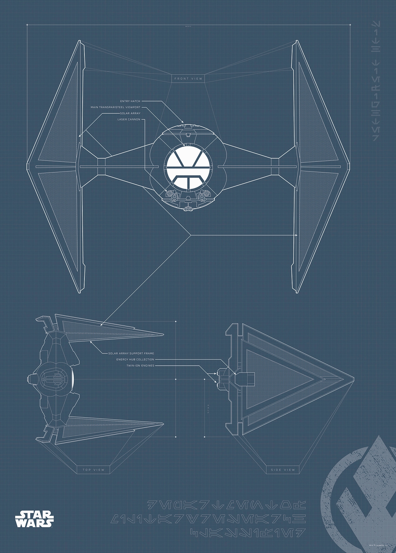 Komar Poster "Star Wars Blueprint Sith TIE-Fighter", Star Wars, (1 St.), Kinderzimmer, Schlafzimmer, Wohnzimmer