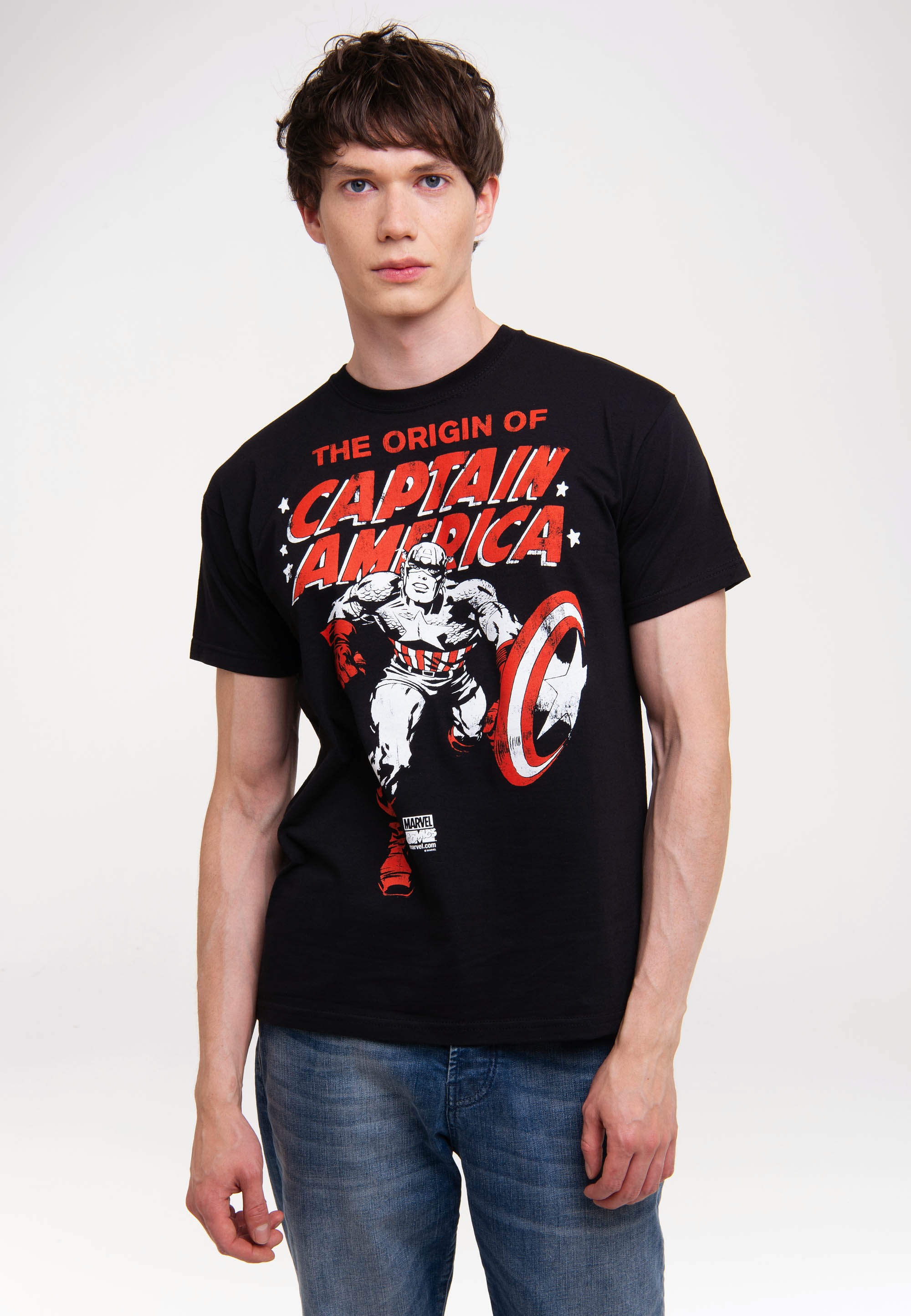 LOGOSHIRT T-Shirt »The Origin Of Captain America«, mit lizenziertem Print