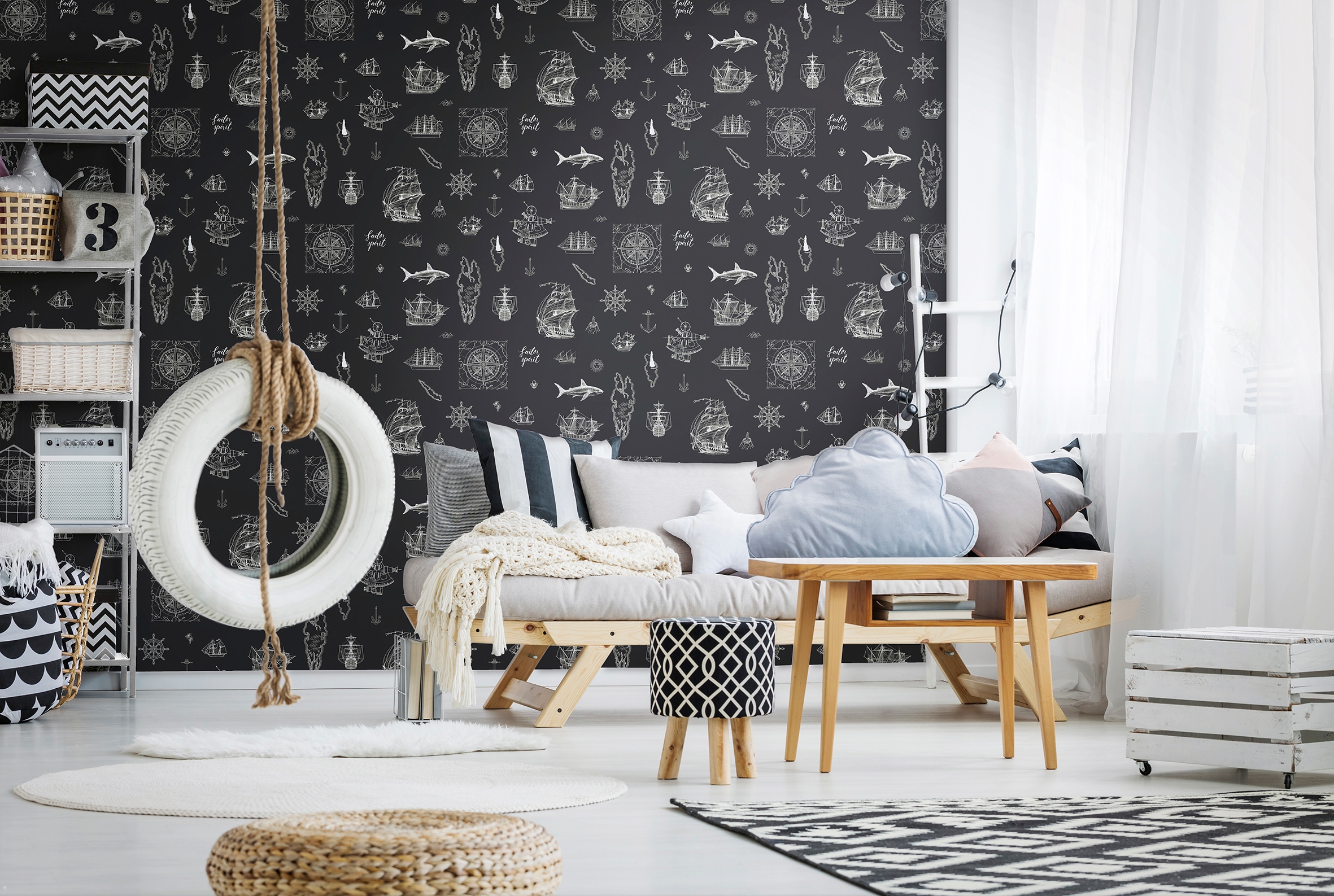 Marburg Kindertapete Motiv | matt Schiffe, moderne Tapete für Wohnzimmer Schlafzimmer Küche