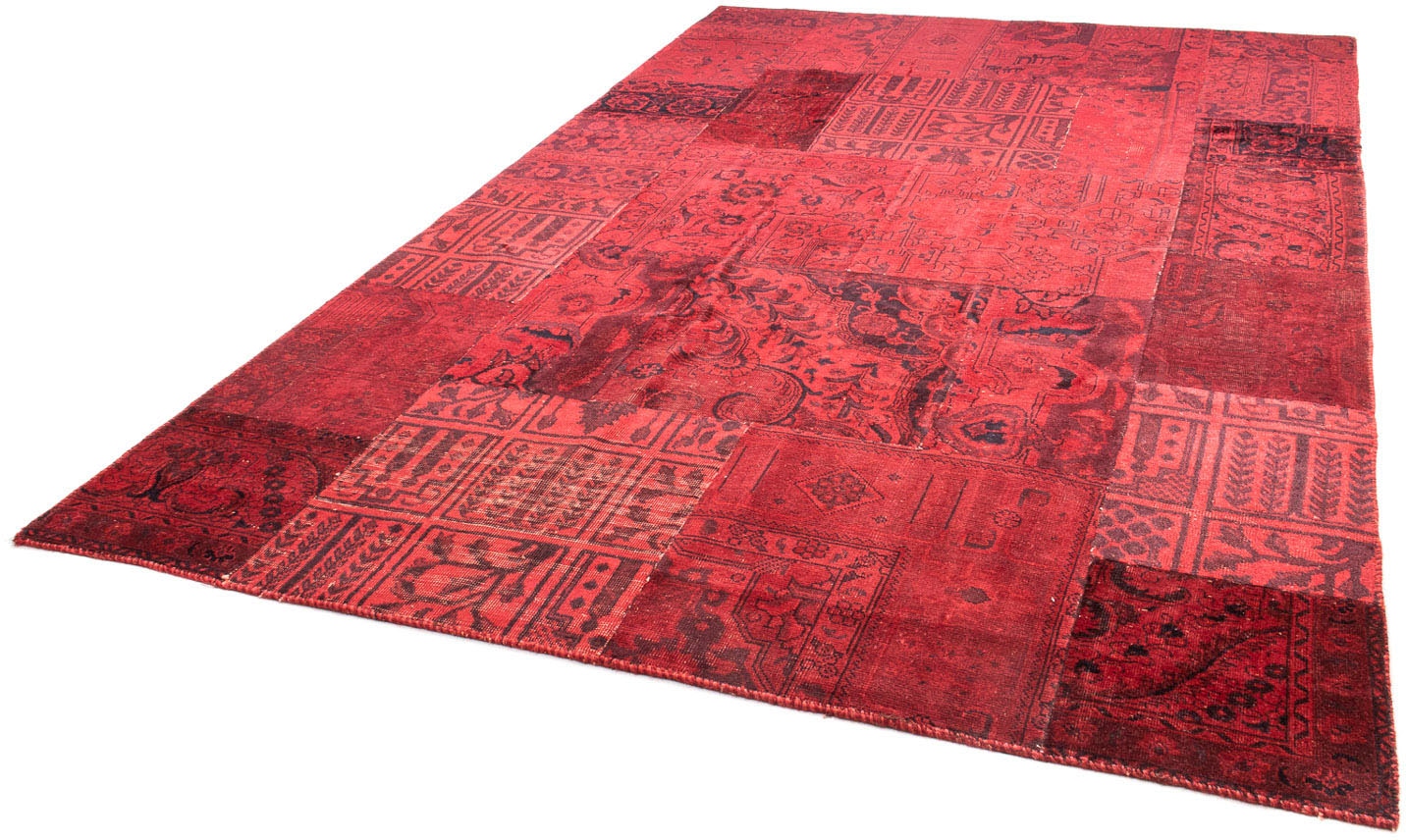 Teppich »Patchwork - 296 x 196 cm - dunkelrot«, rechteckig, Wohnzimmer, Handgeknüpft,...