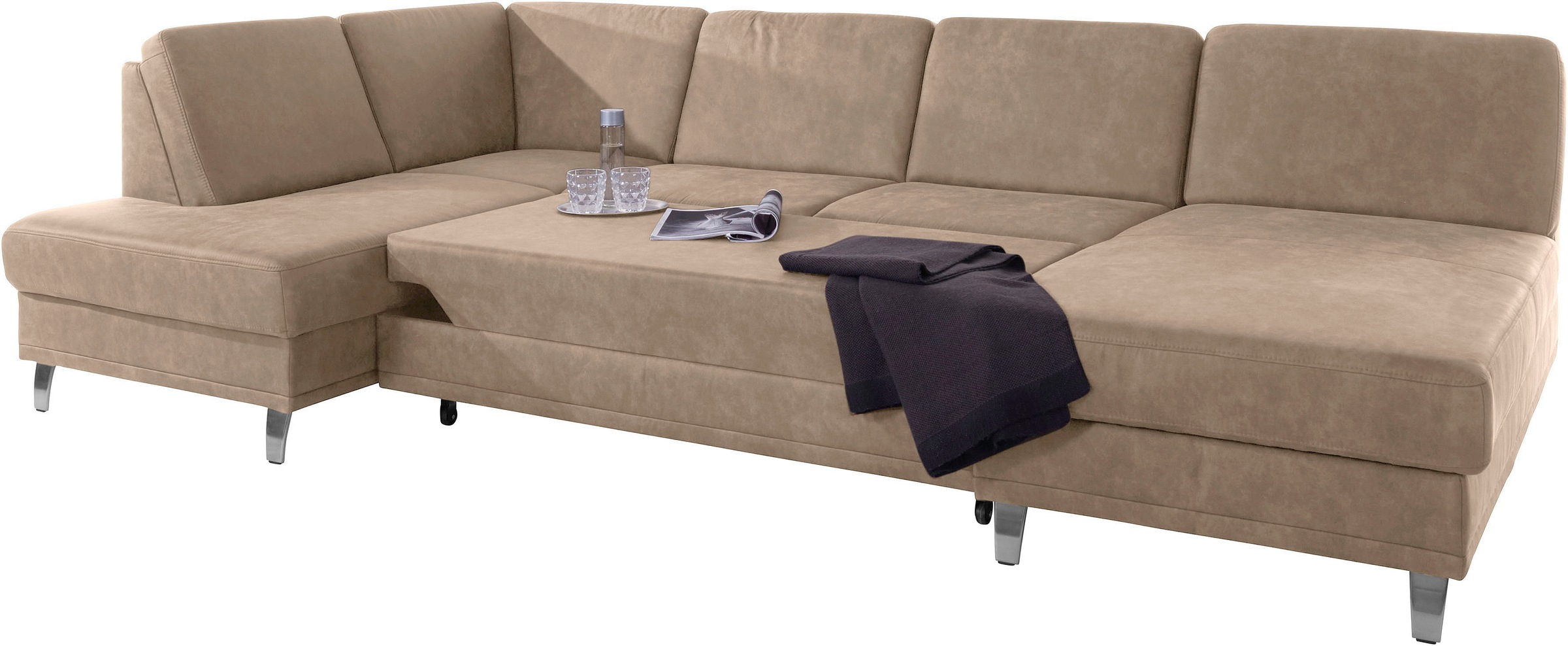 sit&more Wohnlandschaft »Clio U-Form«, wahlweise mit Bettfunktion und Bettkasten, inklusive Federkern