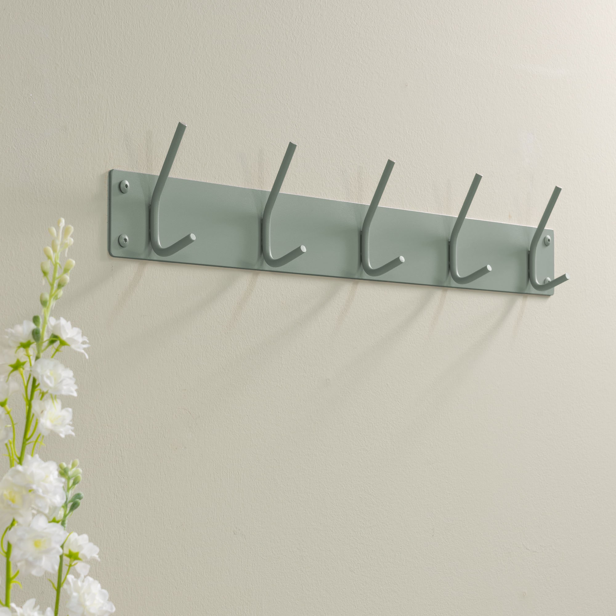 Spinder Design Garderobenhaken »FUSION 5« Wandgarderobe aus Stahl mit 5 Haken und Hutablage aus Eichenholz