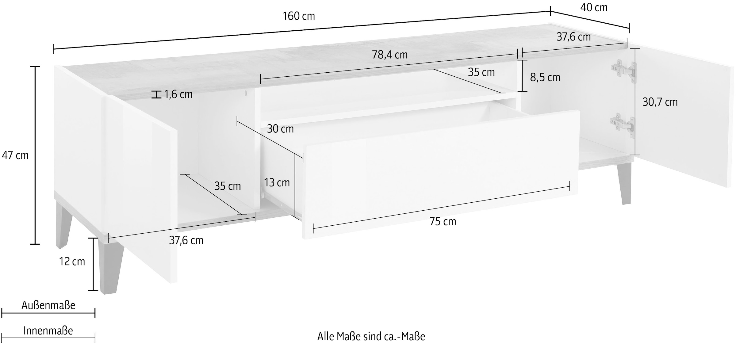 INOSIGN TV-Board »Sunrise«, Breite 160 cm