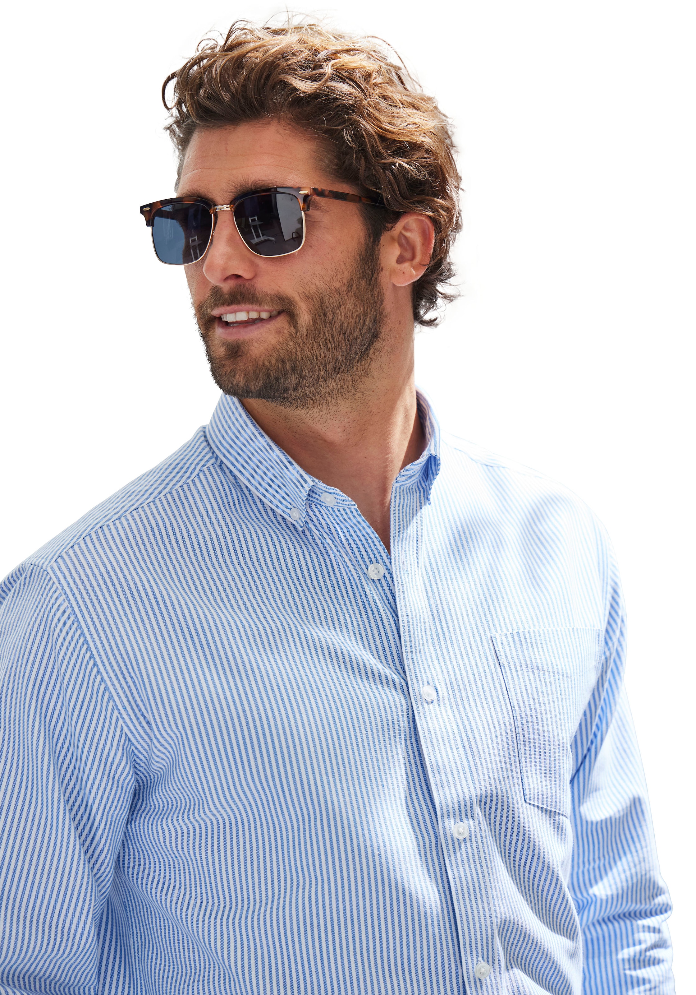 H.I.S Langarmhemd »Regular-fit«, Oxfordhemd langarm mit Button-down-Kragen aus reiner Baumwolle