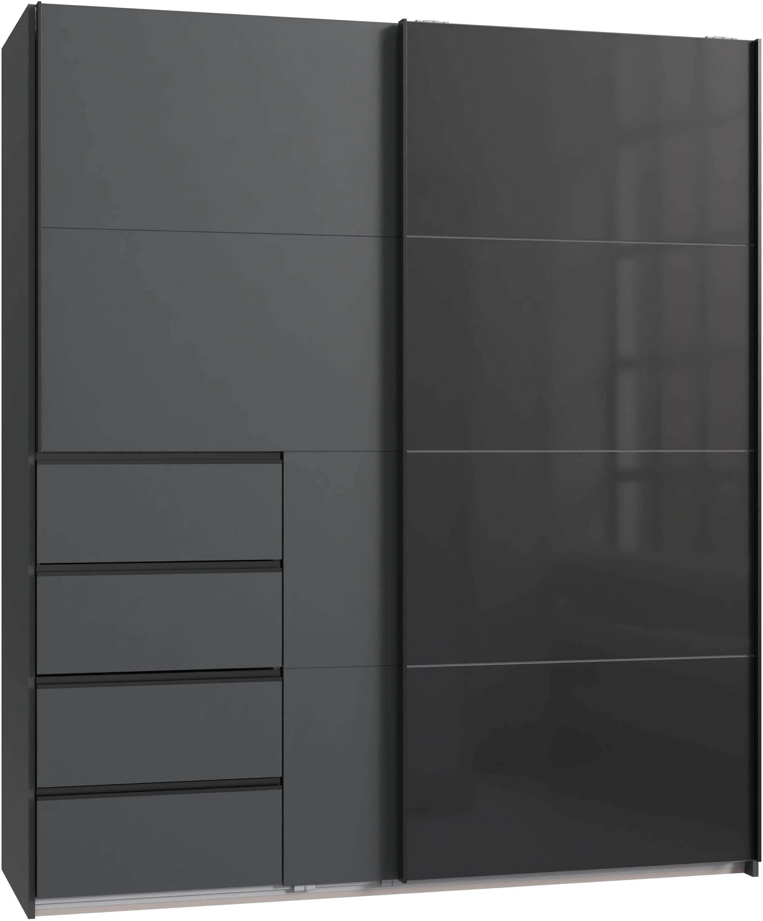 Wimex Schwebetürenschrank "Bali in den Breiten 180cm, 225cm & 270cm, Schrank mit Glaselement" Kleiderschrank erhältlich in den Farben; grafit und saharagrau