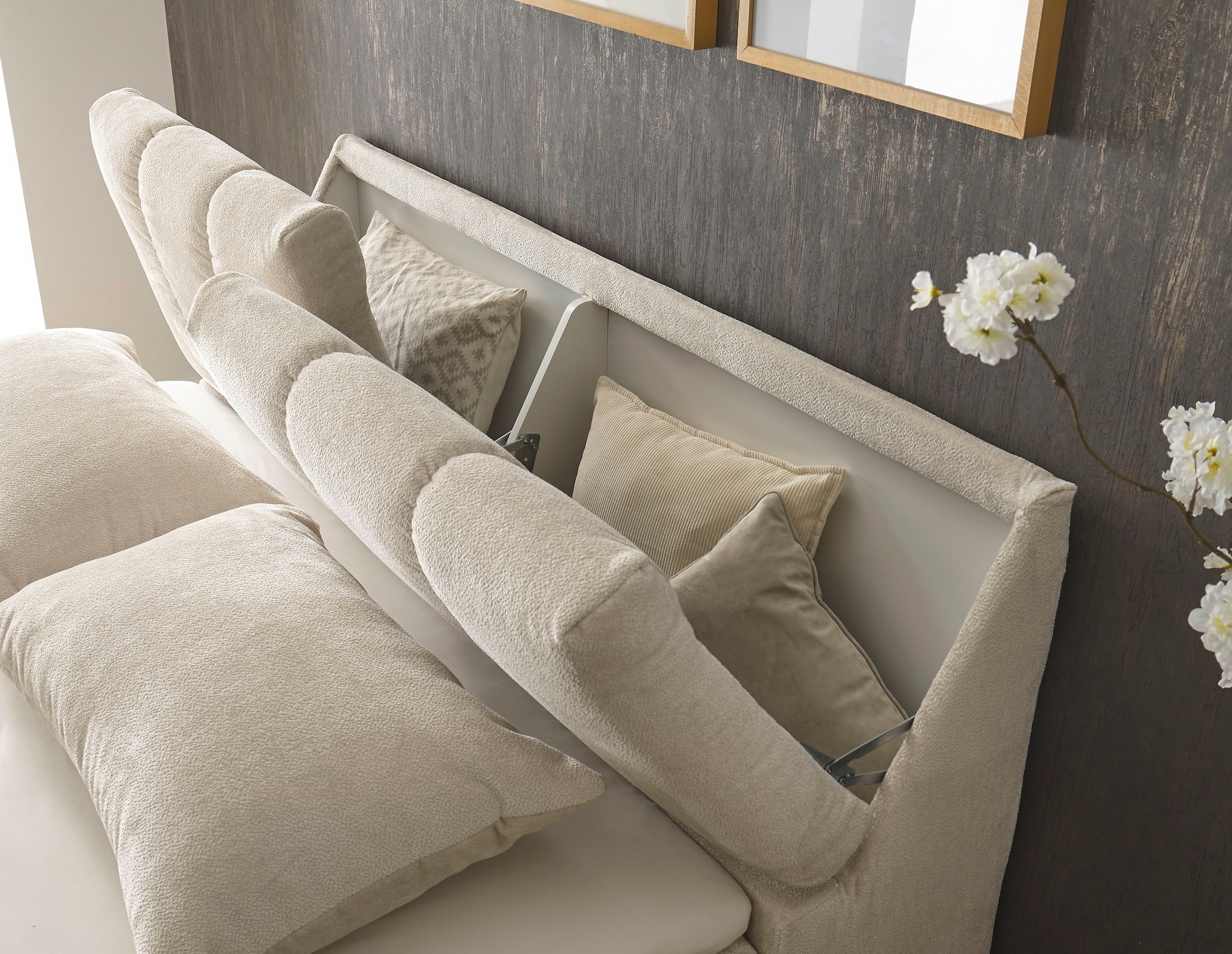 ED EXCITING DESIGN Boxbett »Valencia«, inkl. Bettkasten und Stauraum im Kopfteil