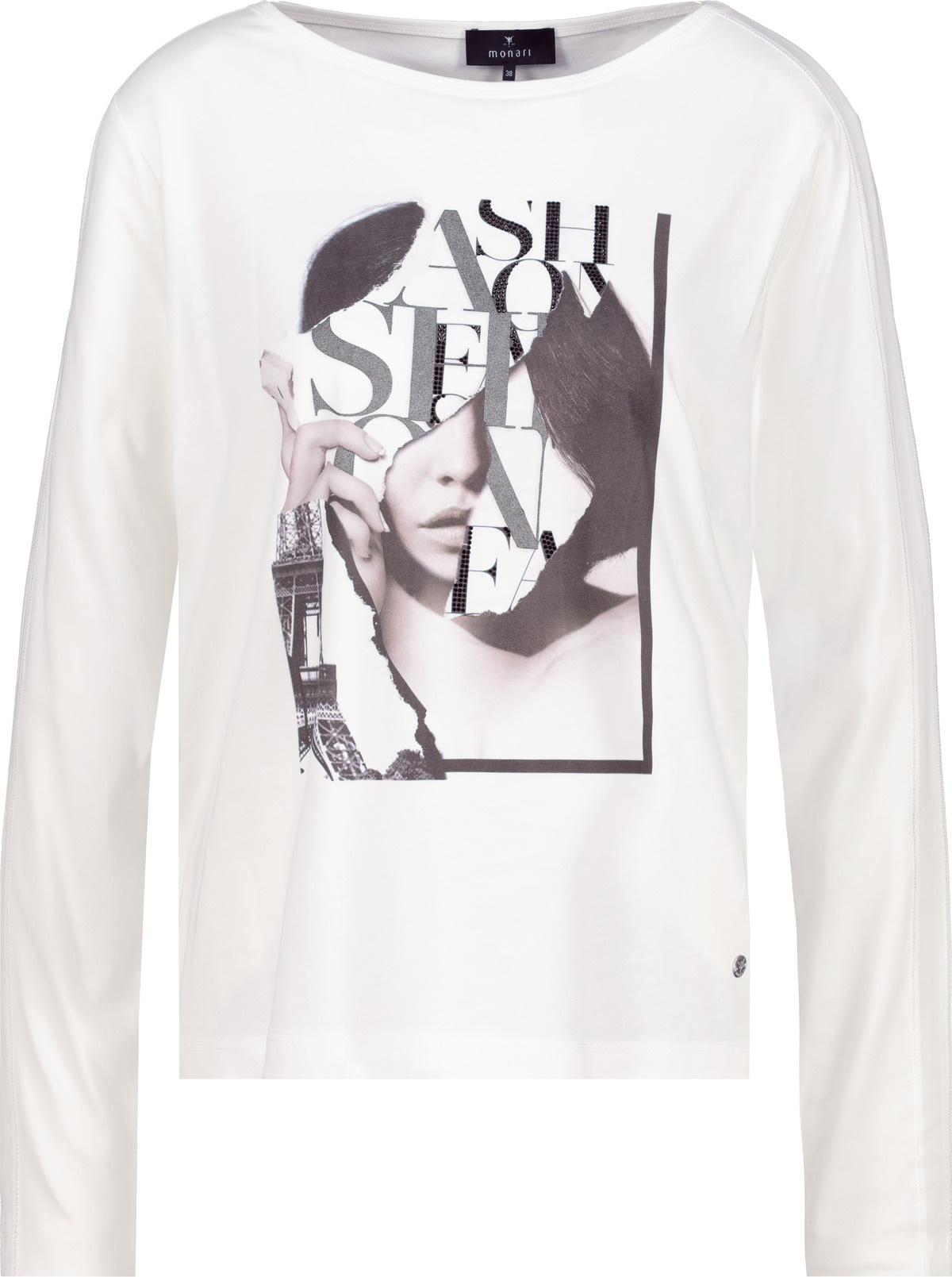 Monari Langarmshirt »Shirt Frau Schrift«, Regular fit mit Rundhalsausschnitt