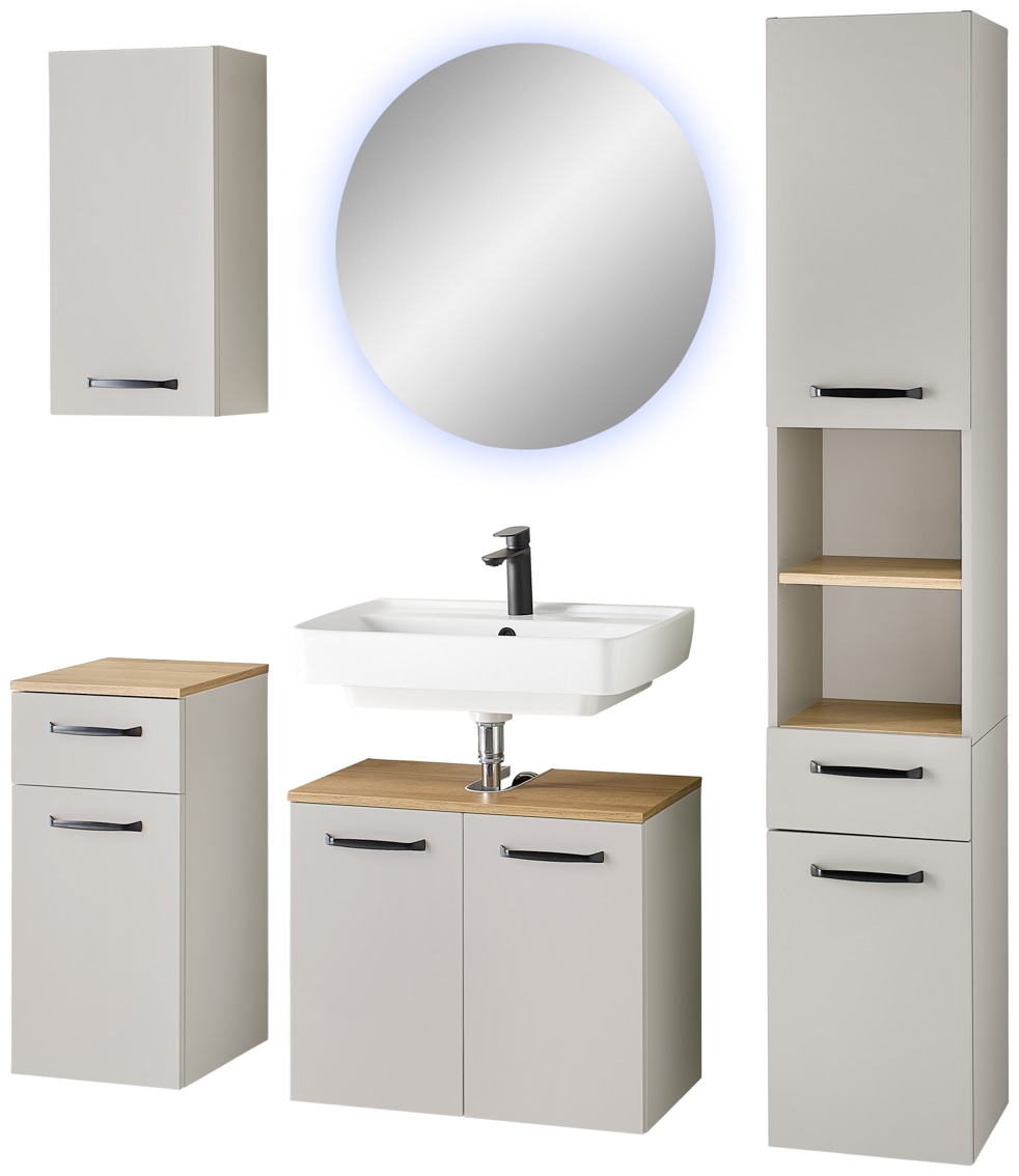 Saphir Badmöbel-Set "Quickset 500, Waschbeckenunterschrank mit Spiegel" 5 S günstig online kaufen