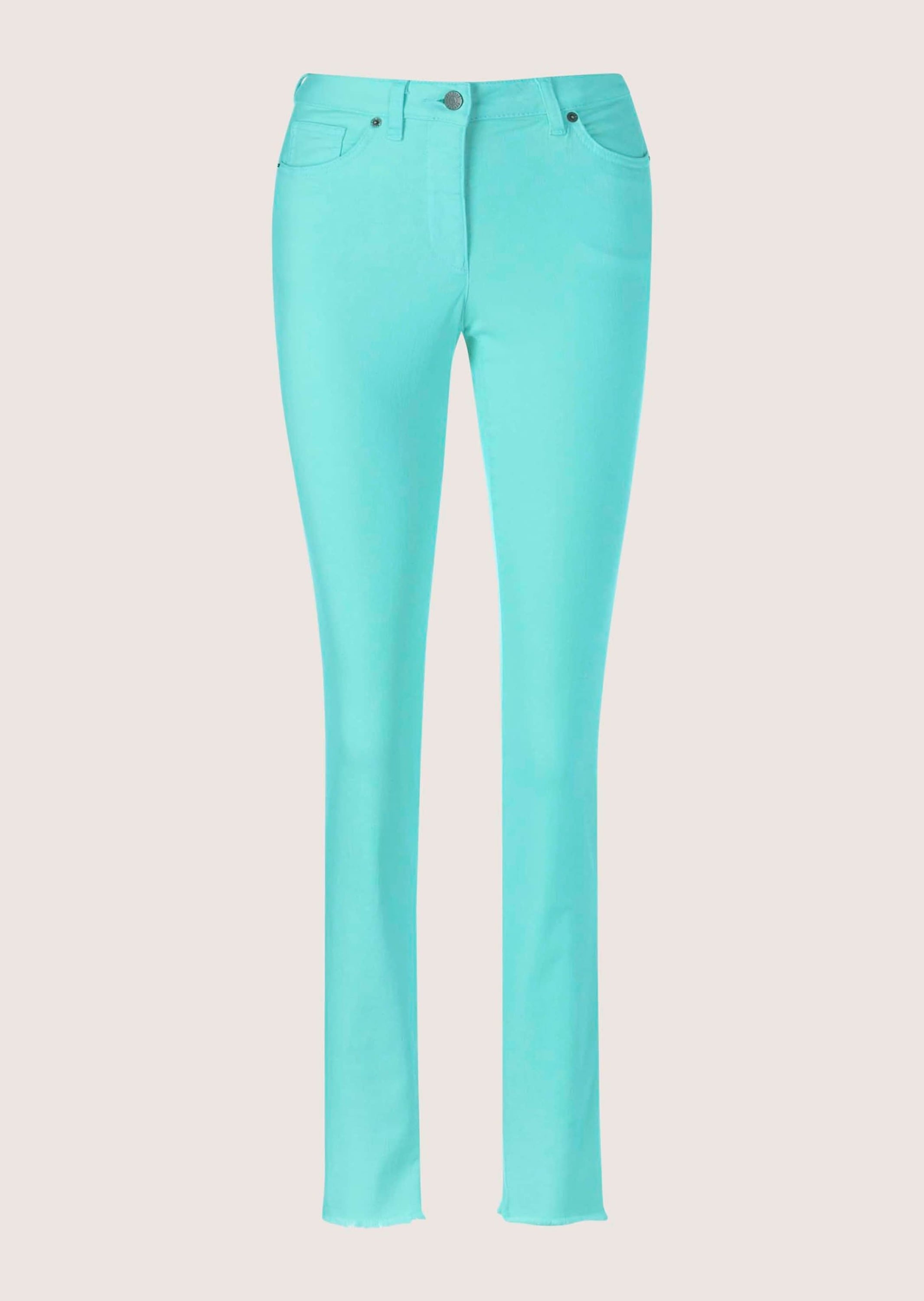 MADELEINE "Jeans Mid Waist Skinny-Hose mit Fransen" mit Fransensaum