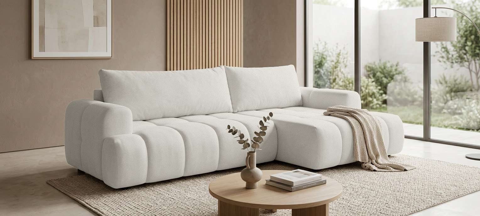 OTTO home Ecksofa "LIOORA Schlafsofa mit Bettkasten, Breite 265 cm, Verlässliche Qualität" L-Form mit Bettfunktion und Bettkasten, Recamiere rechts/links