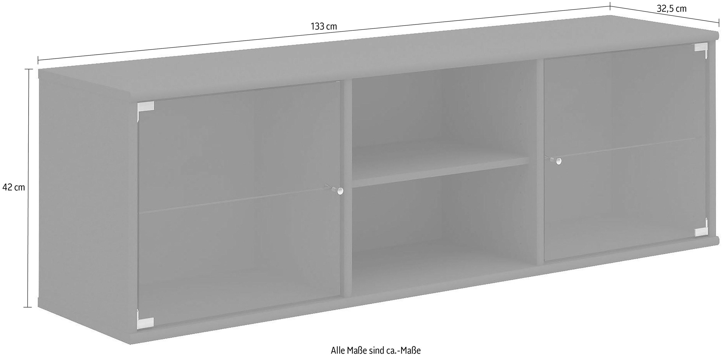 Hammel Furniture Lowboard »Mistral, Hochwertig Schrank, hängend/stehend montierbar«, mit zwei Glastüren, B: 133 cm, anpassungsbar Designmöbel