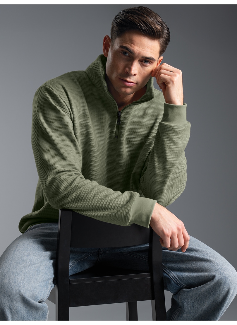 Trigema Sweatshirt »TRIGEMA Troyer in Waffeloptik«
