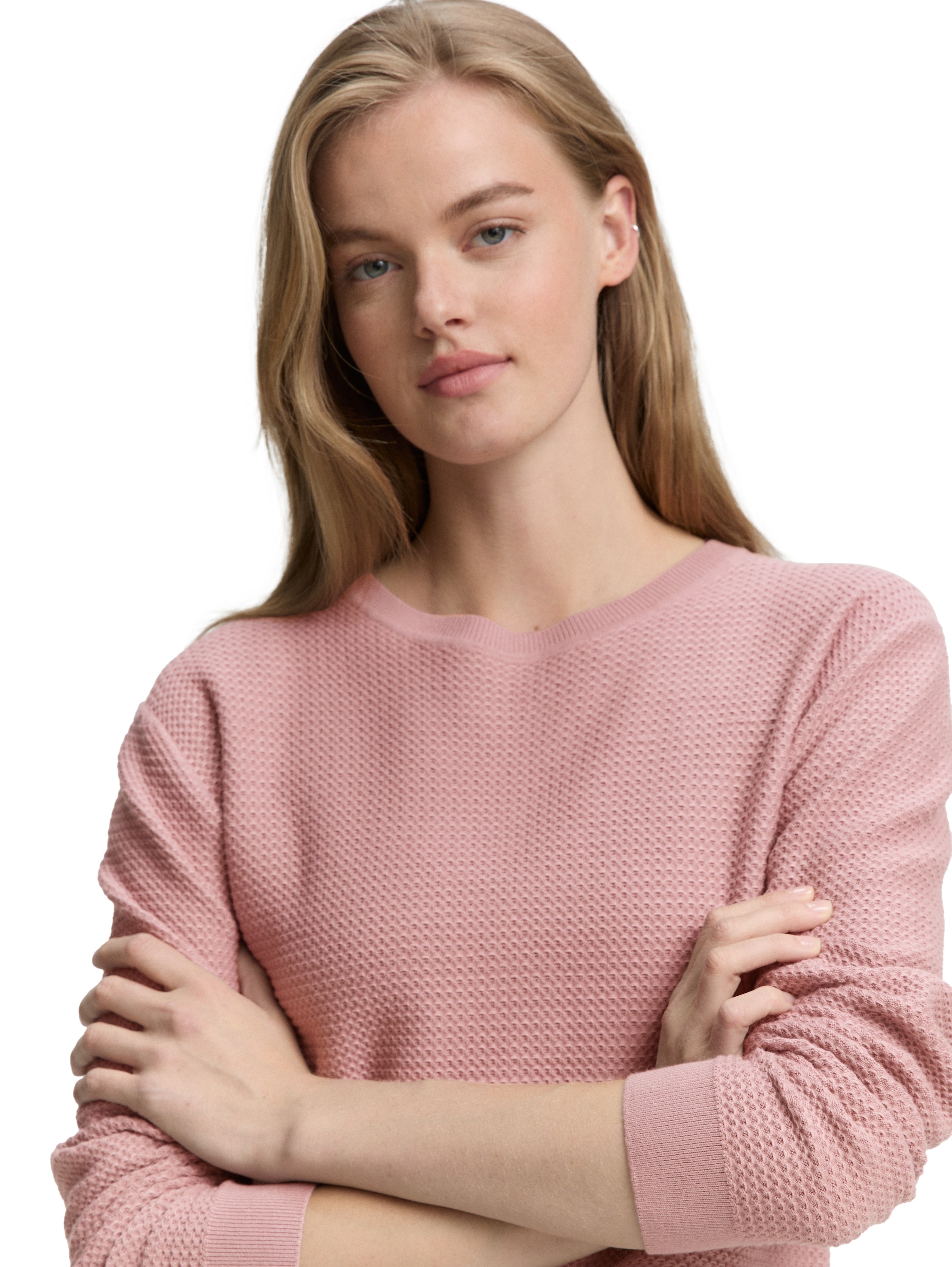 TOM TAILOR Denim Strickpullover, mit Rippbündchen