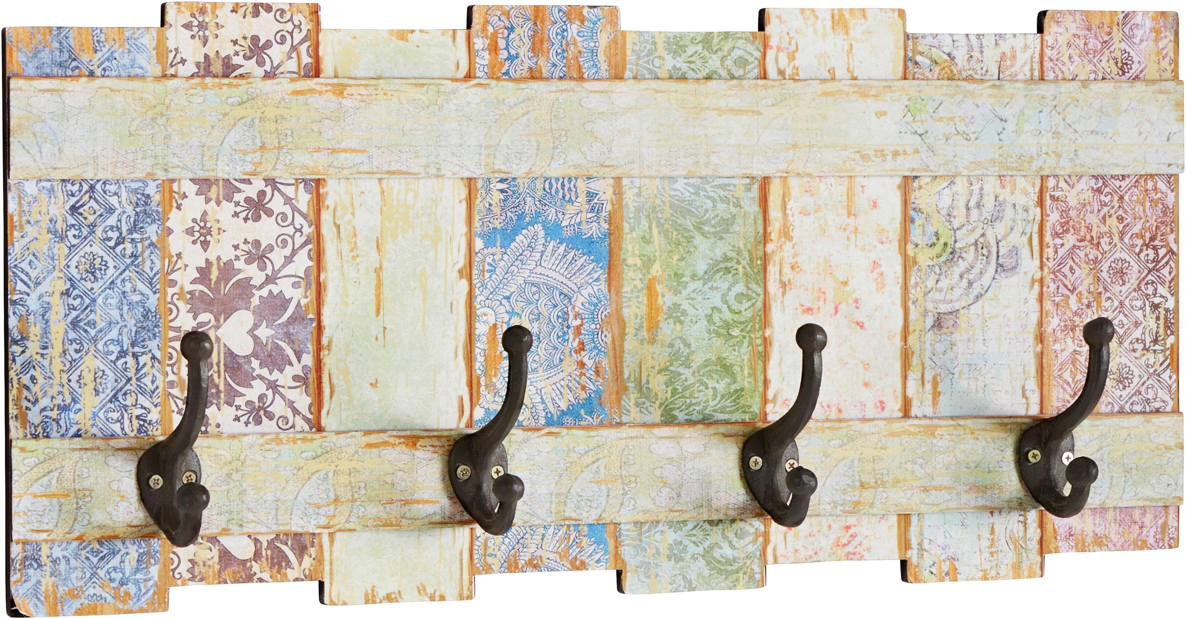 Home affaire Hakenleiste »Pastell«, Garderobe mit 4 Kleiderhaken, Pastell-Farben, Shabby Look