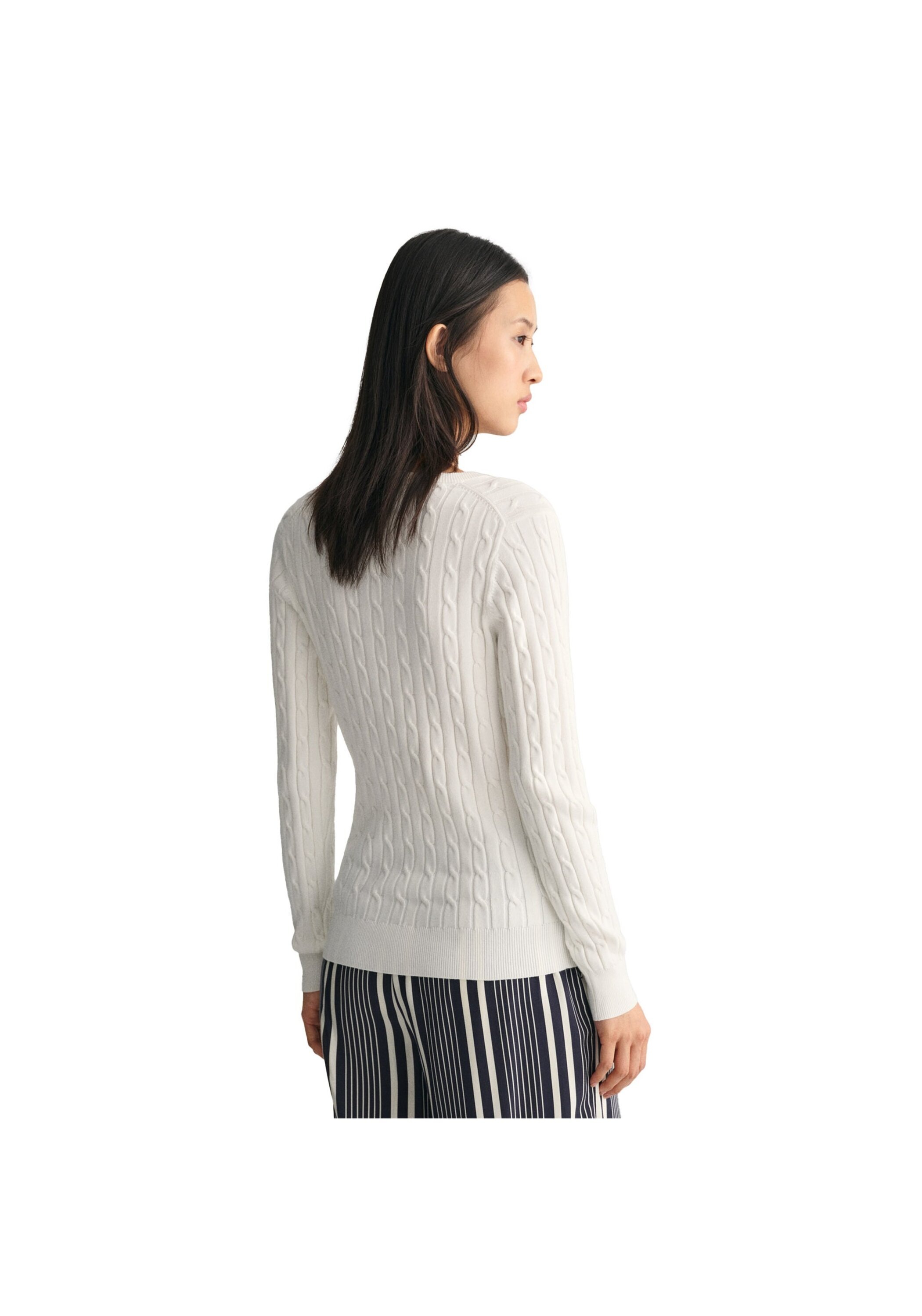 GANT Stretch Cotton Cable C-neck Dam, Eggshell, XL 4