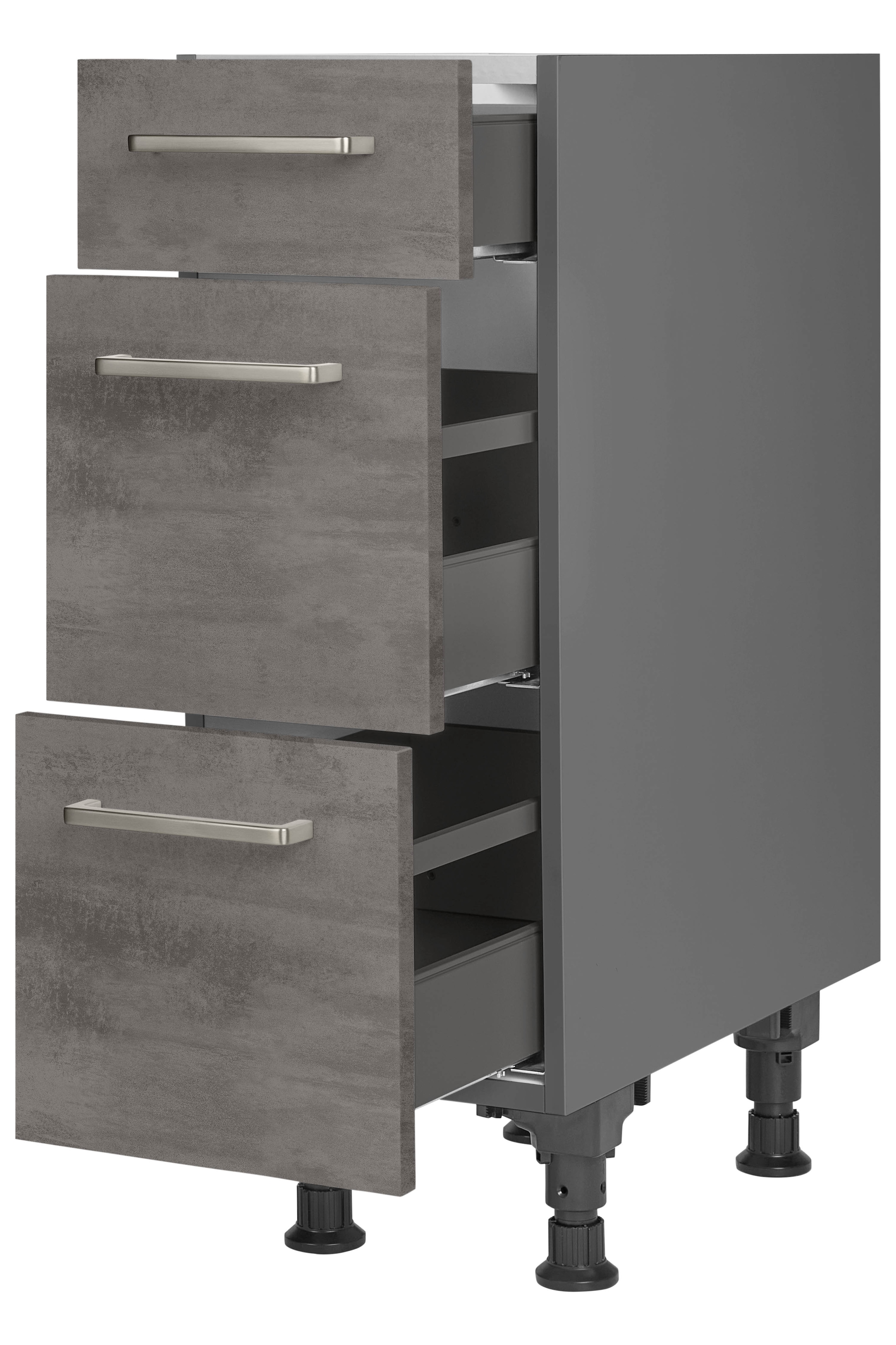 nobilia® Unterschrank »"Riva", vormontiert, mit höhenverstellbaren Sockelfüßen, in den«, Breiten 30, 45, 60 und 90 cm, mit Schubkasten und Auszügen