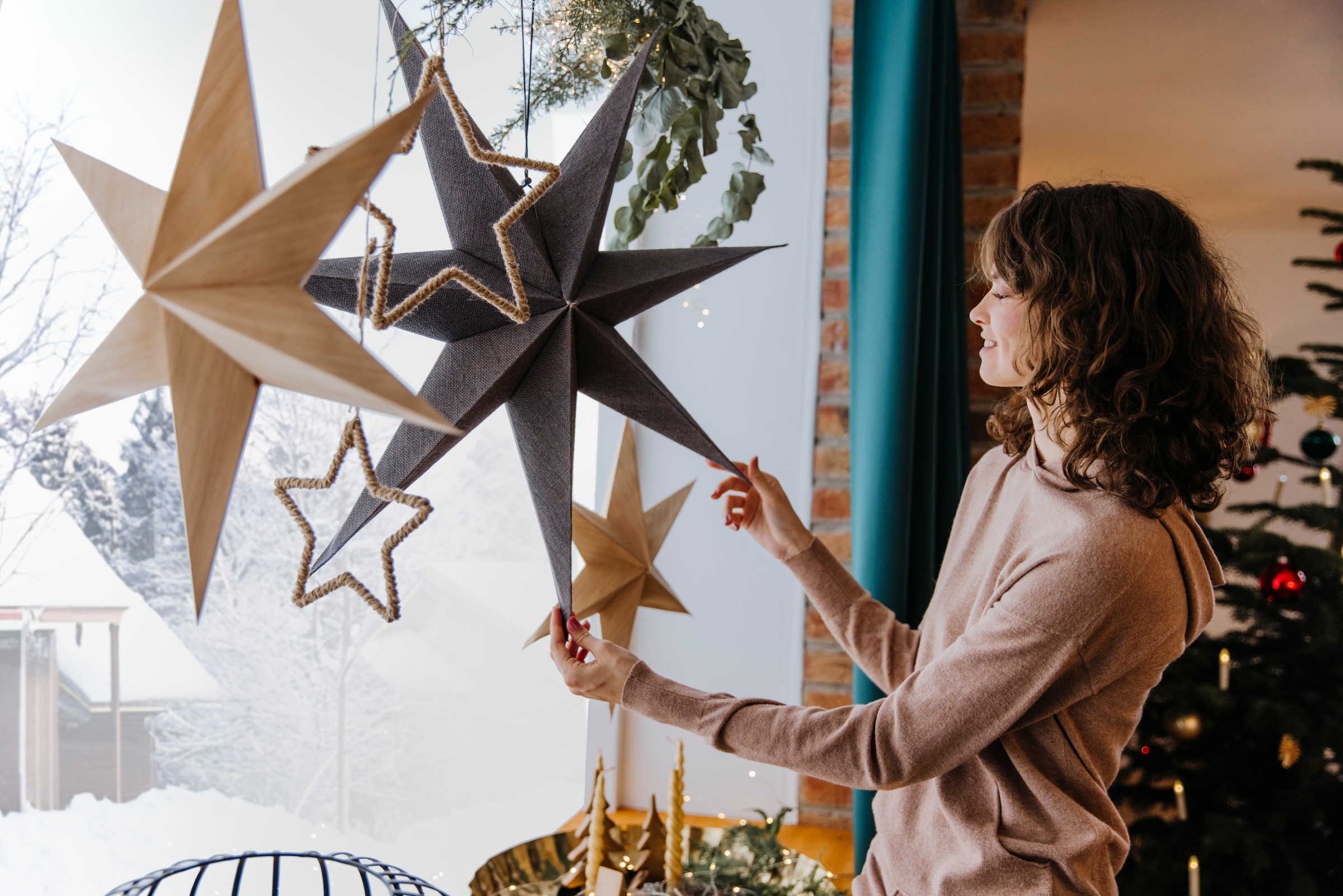 cm«, Fensterdeko Kraftpapier, BAUR St.), 50 | Ø ca. aus Dekohänger, Weihnachtsstern, andas Holz Faltstern, Weihnachtsdeko und »Leevi, Dekostern (1