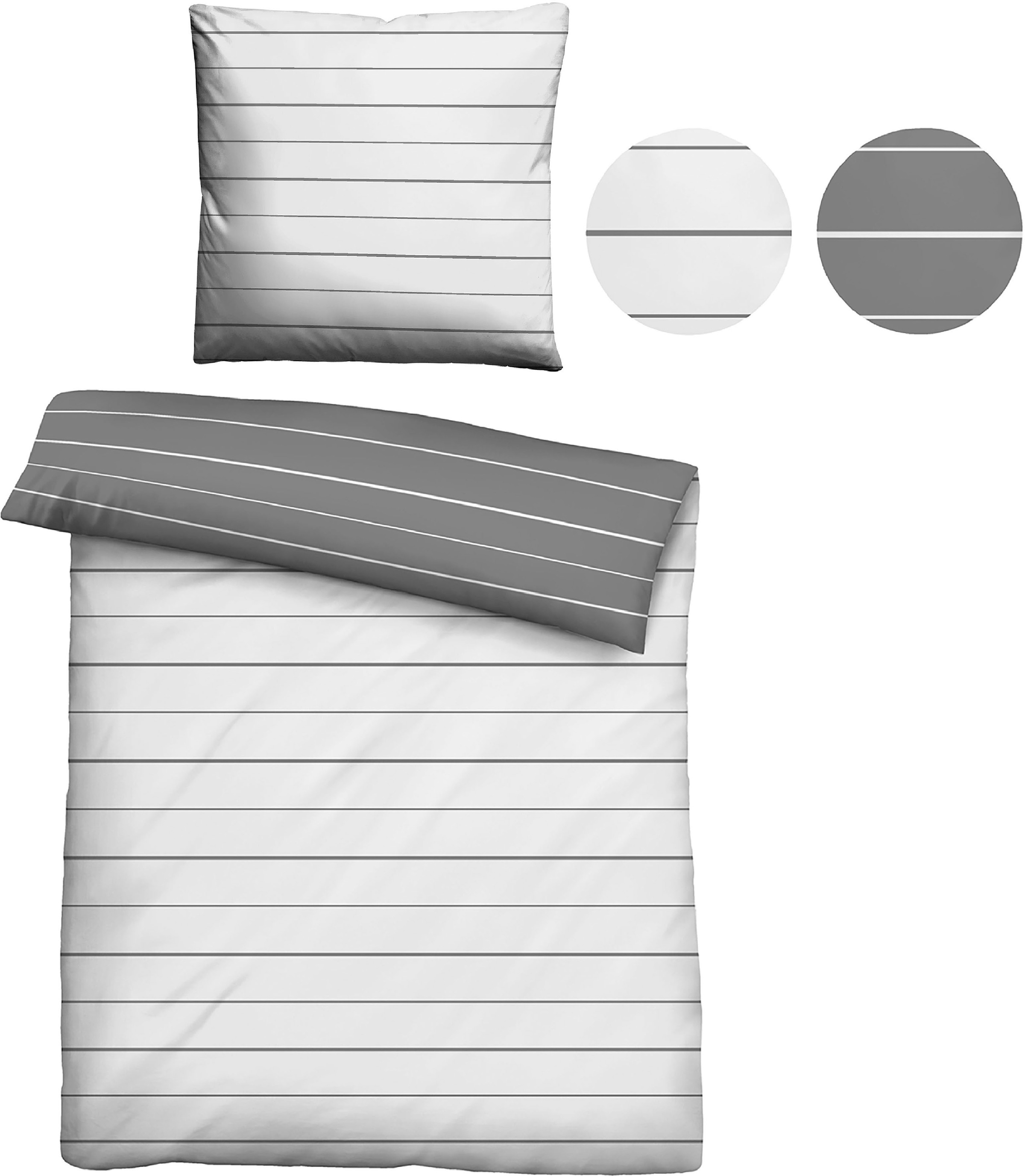 Biberna Wendebettwäsche »Combinate in Gr. 135x200, 155x220 oder 200x200 cm«, (2 tlg.), Bettwäsche aus Baumwolle, zeitlose Bettwäsche mit Wendeoptik