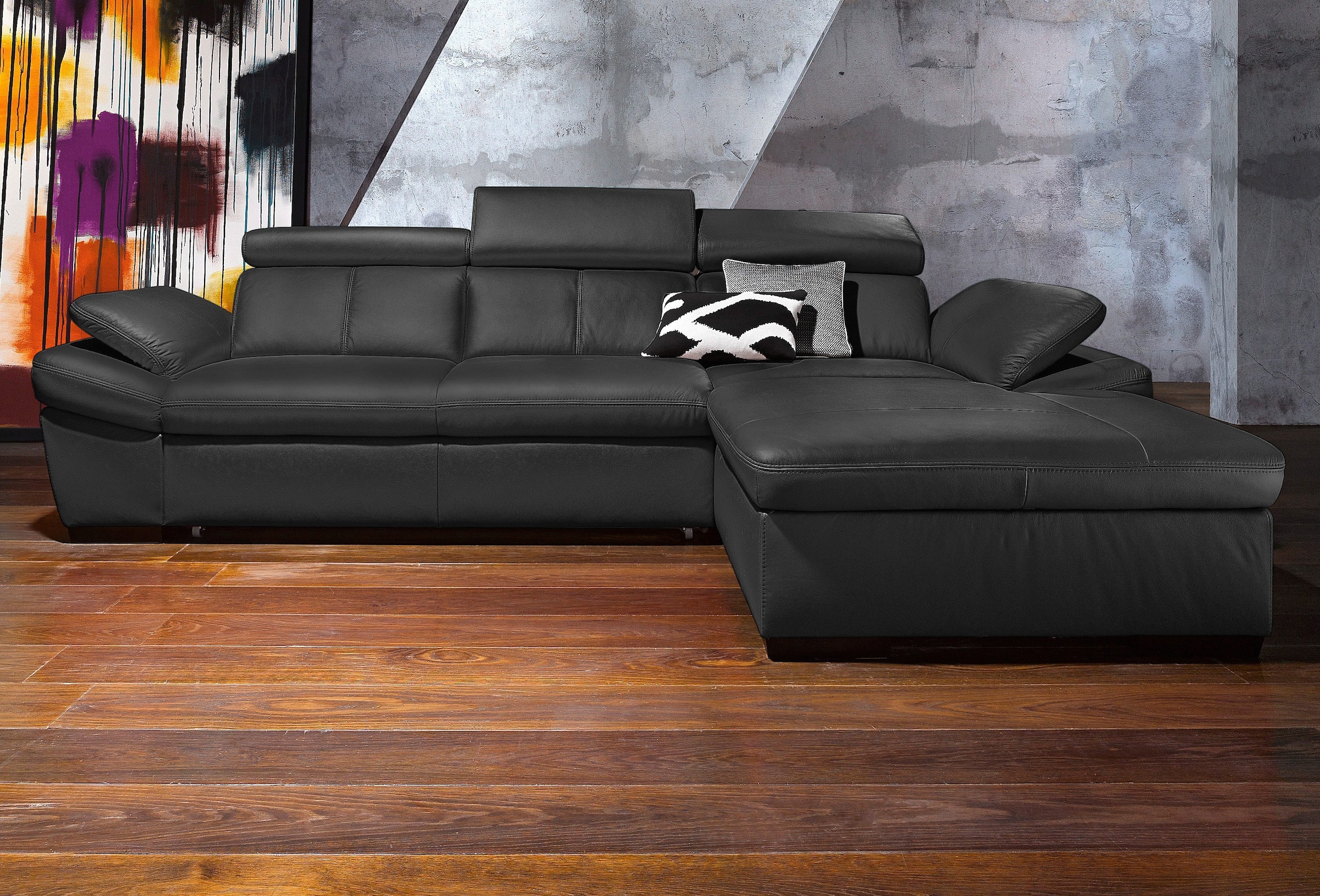 exxpo - sofa fashion Ecksofa »Salerno, L-Form«, inkl. Kopf- und Armteilverstellung, wahlweise mit Bettfunktion