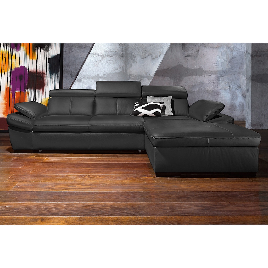 exxpo - sofa fashion Ecksofa »Salerno, L-Form«, inkl. Kopf- und Armteilverstellung, wahlweise mit Bettfunktion