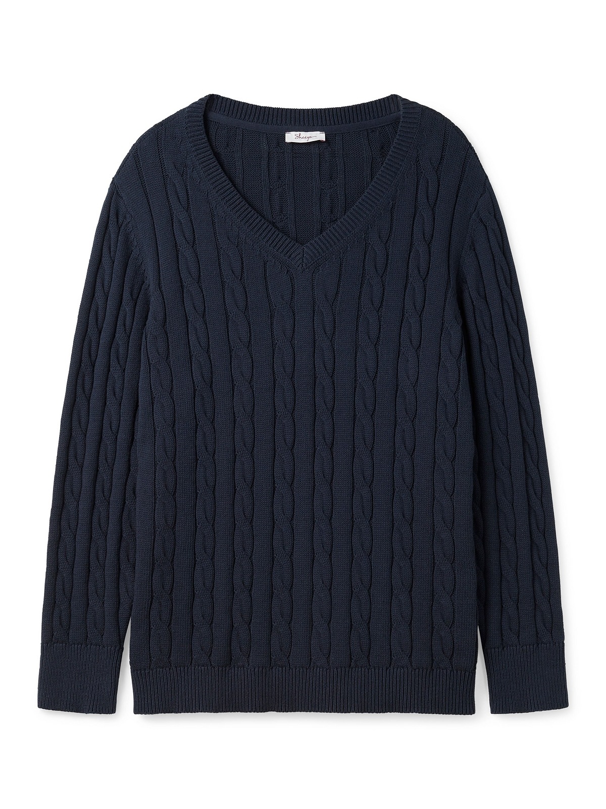 Sheego V-Ausschnitt-Pullover »Große Größen«, aus Baumwolle, mit Zopfmuster