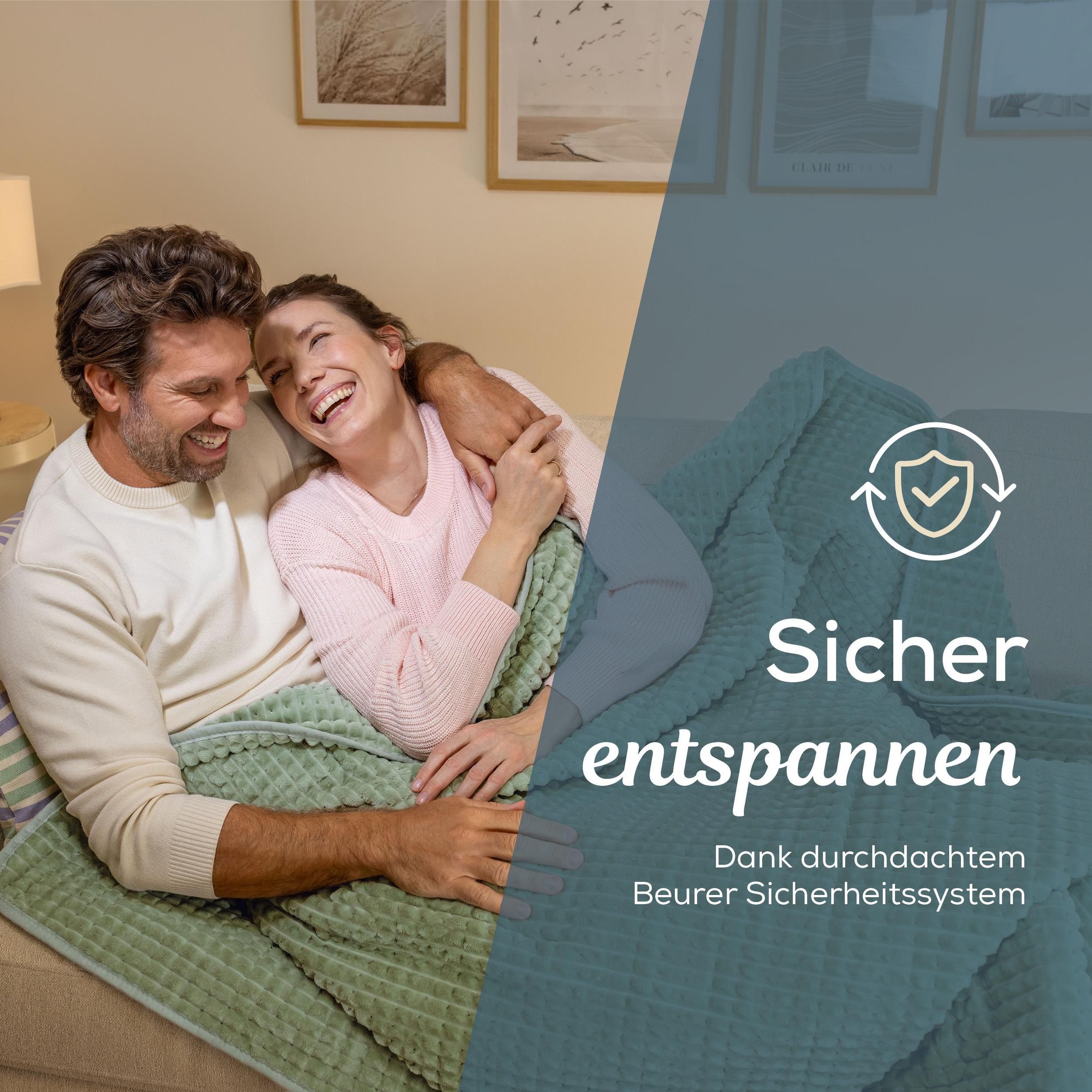 BEURER Heizdecke »HD 72 Waffle Sage Green mit 3 Temperaturstufen« Voluminöser Effekt und elegantes Design durch Waffelstruktur