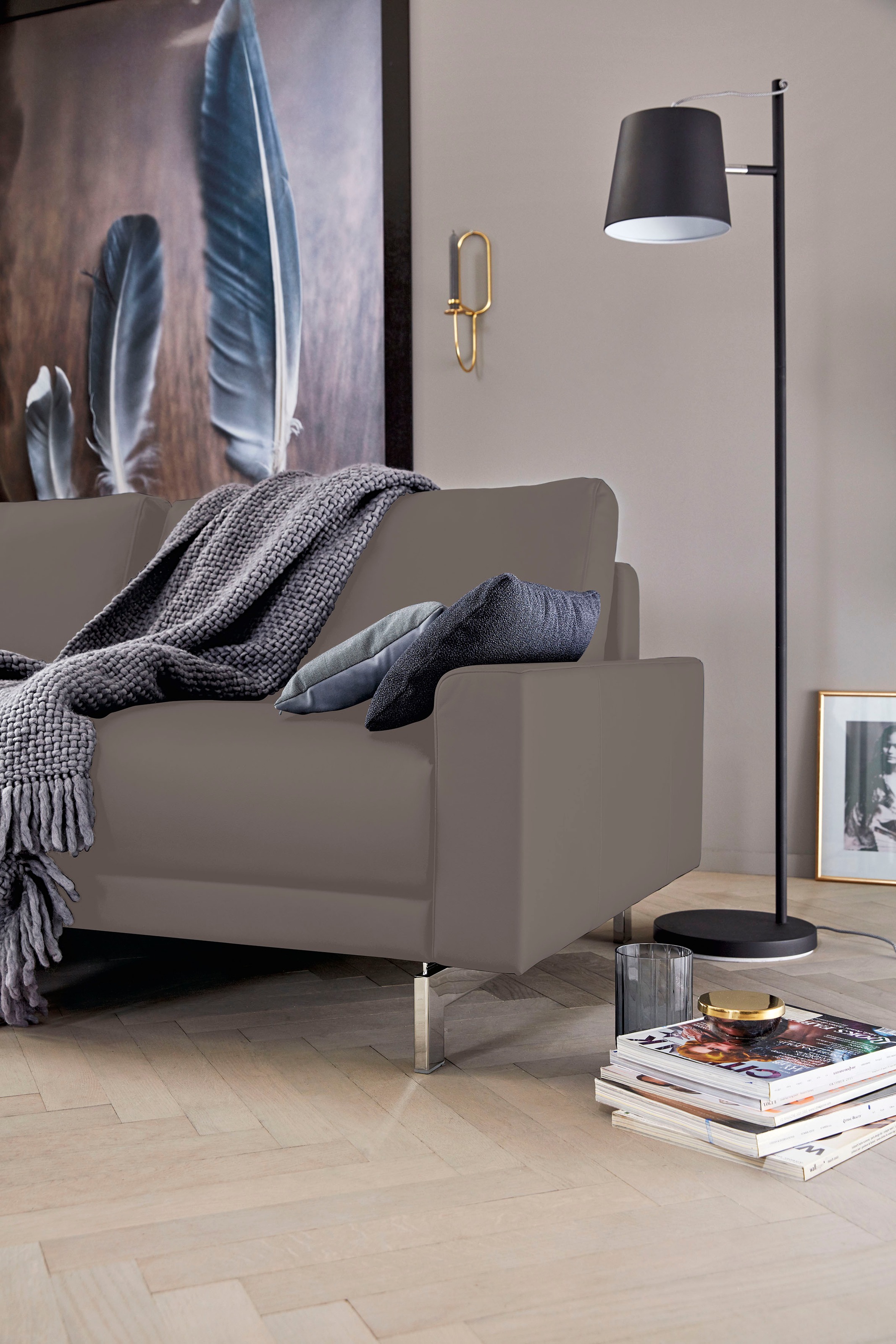 Creation BY ROLF BENZ 2-Sitzer »CR.450, Designsofa, Loungesofa«, Armlehne niedrig, Fuß chromfarben glänzend, Breite 164 cm