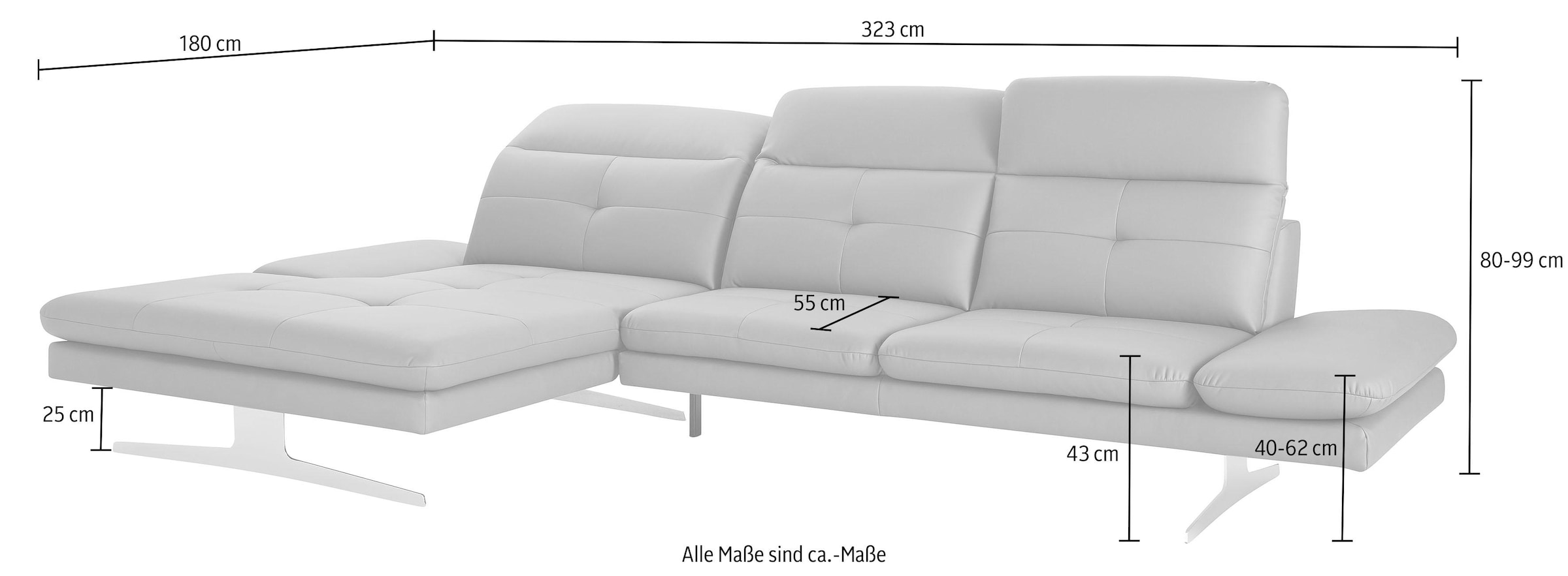 exxpo - sofa fashion Ecksofa »Dana, L-Form«, inkl. Kopf- bzw. Rücken- und Armlehnenverstellung
