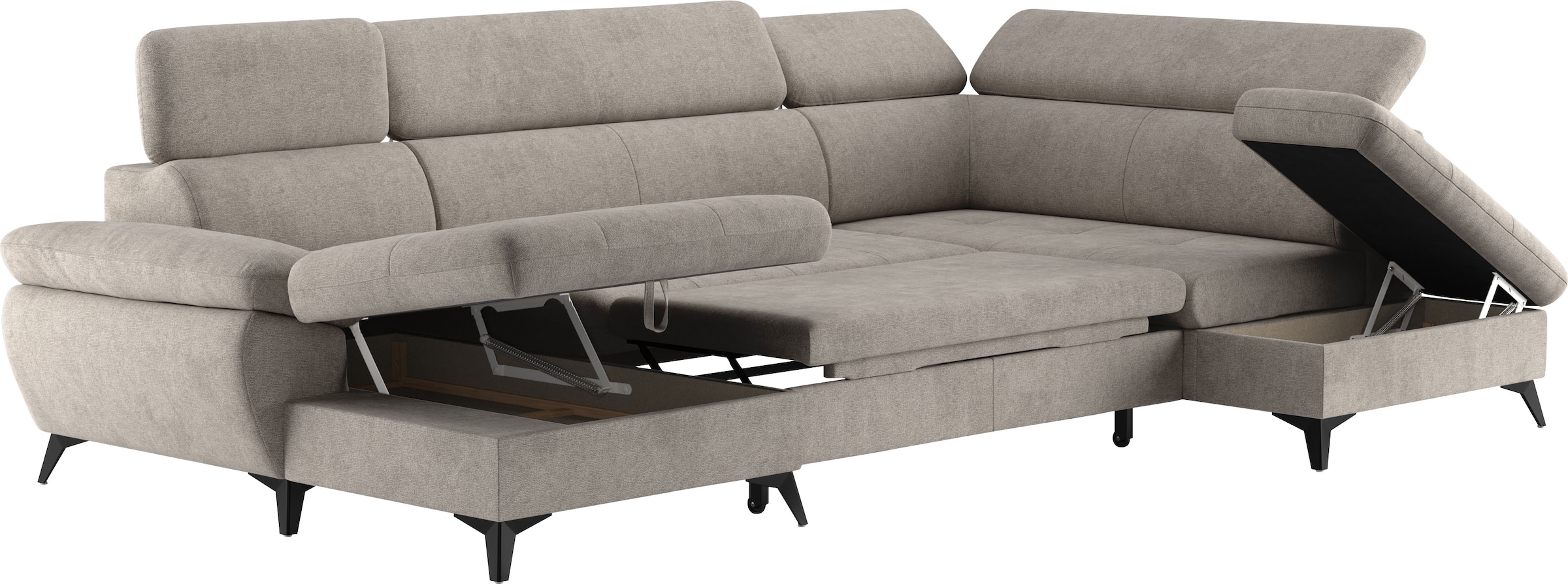 COTTA Wohnlandschaft »Hudson U-Form«, mit Kopfteilverstellung, wahlweise mit Bettfunktion & Bettkasten