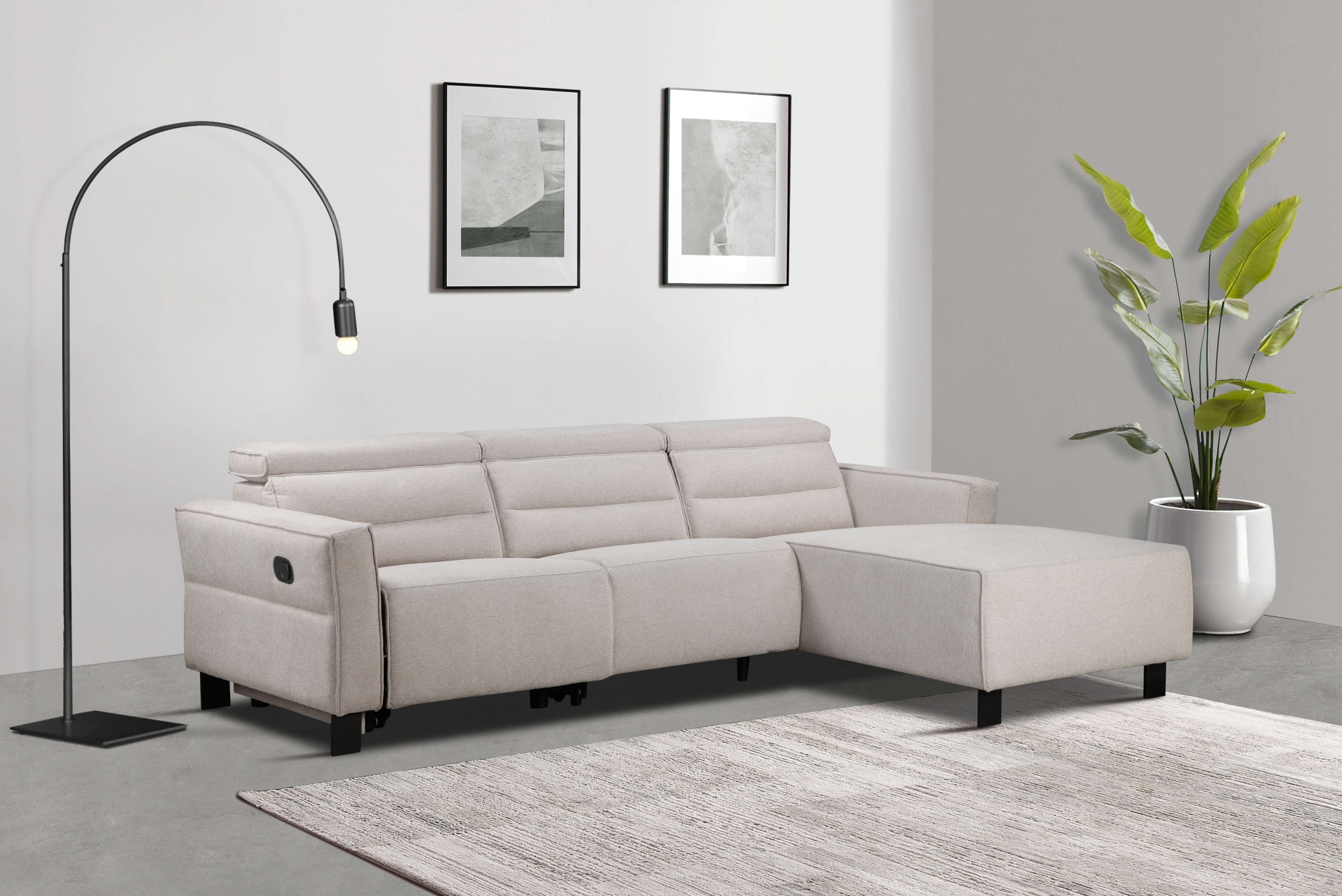 Places of Style Ecksofa »Carpari, L-Form, 263 cm, mit manueller o. elektrischer Relaxfunktion«, und USB/ Kopfteilverstellg