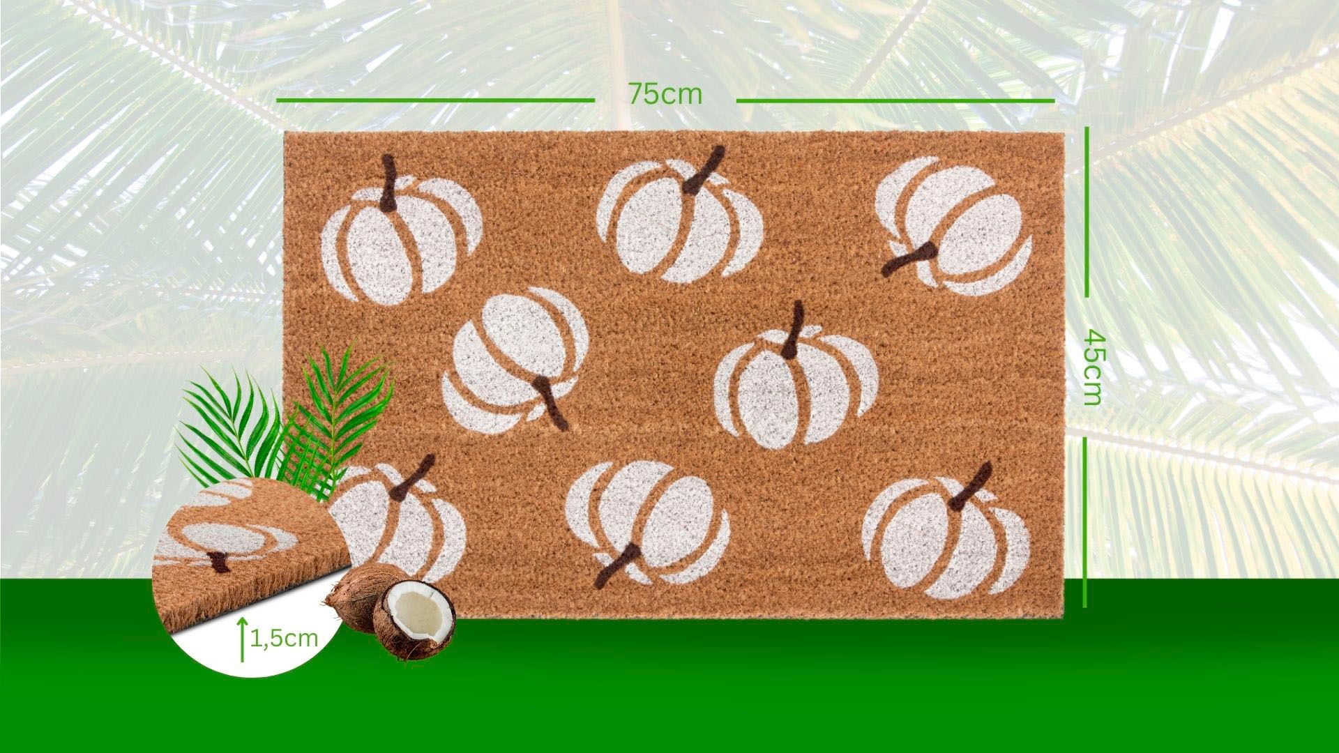HANSE Home Fußmatte »Mix Mats Kokos Pumpkins, Türmatte«, rechteckig, 15 mm Höhe, Kokos, Schmutzfangmatte, Outdoor, Rutschfest, Innen, Kokosmatte, Flur