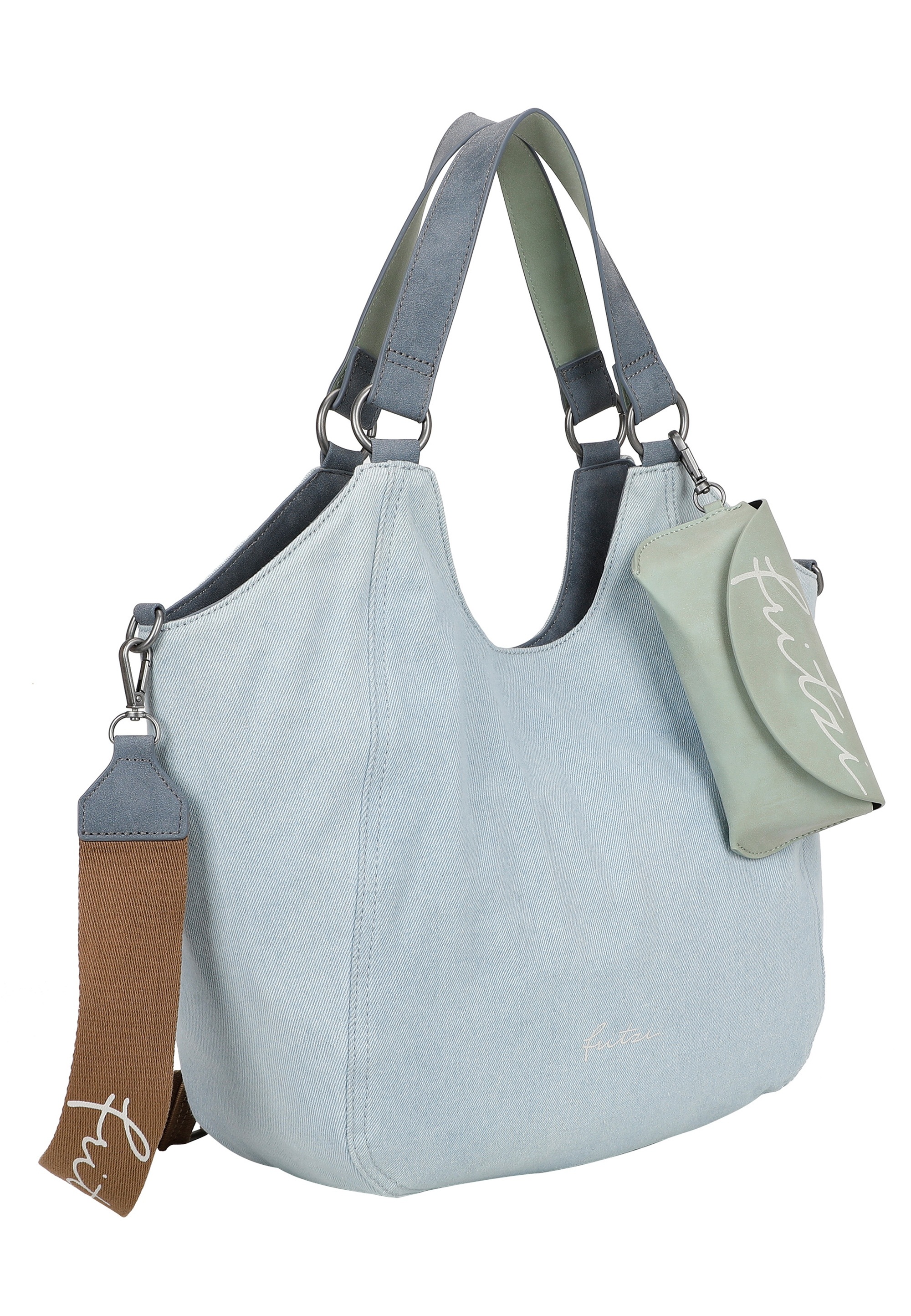 Fritzi aus Preußen Henkeltasche »Maxi Limited Washed Denim«, mit abnehmbarem Brillenetui