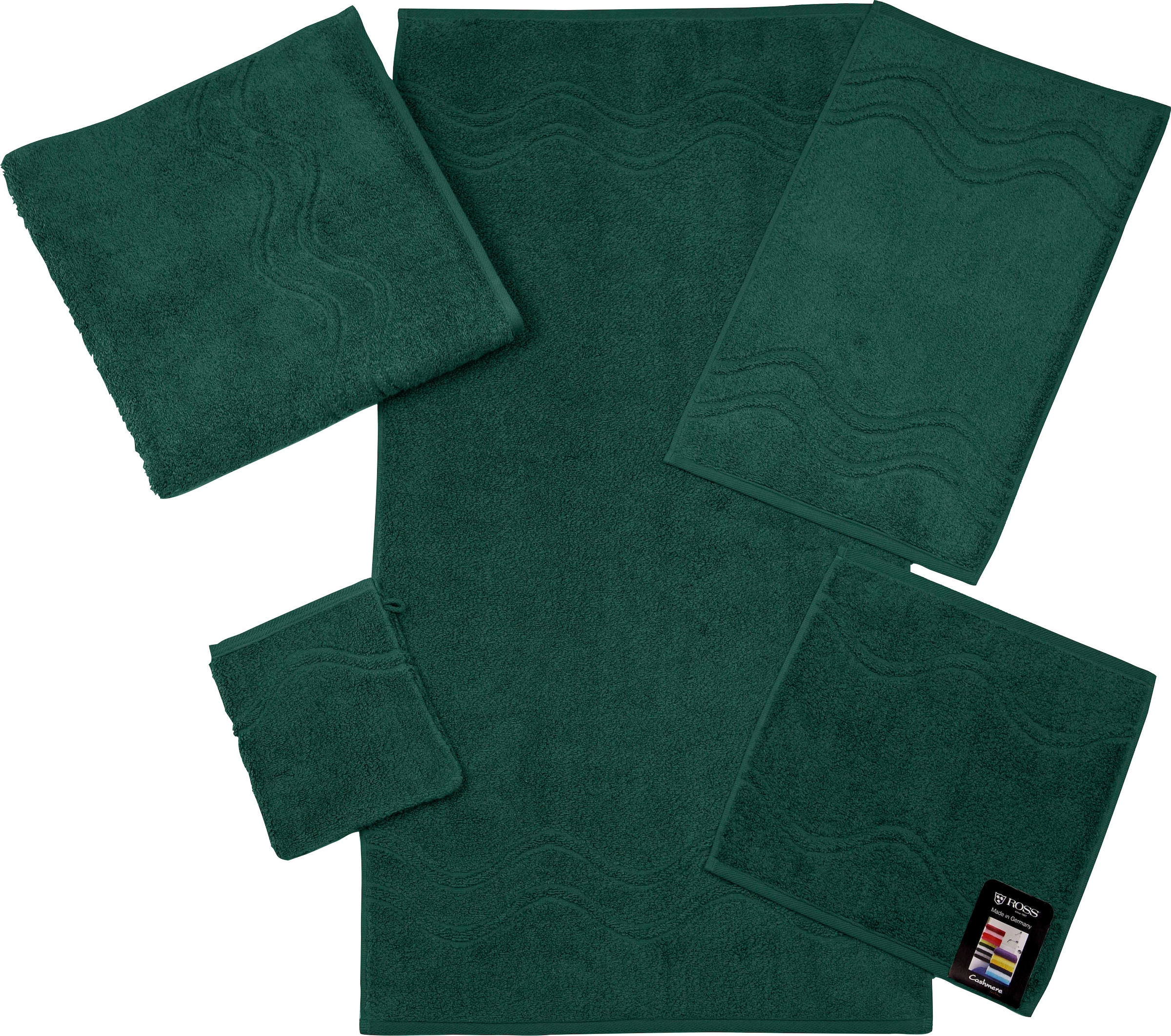 ROSS Handtuch »Cashmere feeling«, (Packung, 2 St.), 100% Baumwolle, mit Wellen-Bordüre, große Farbauswahl