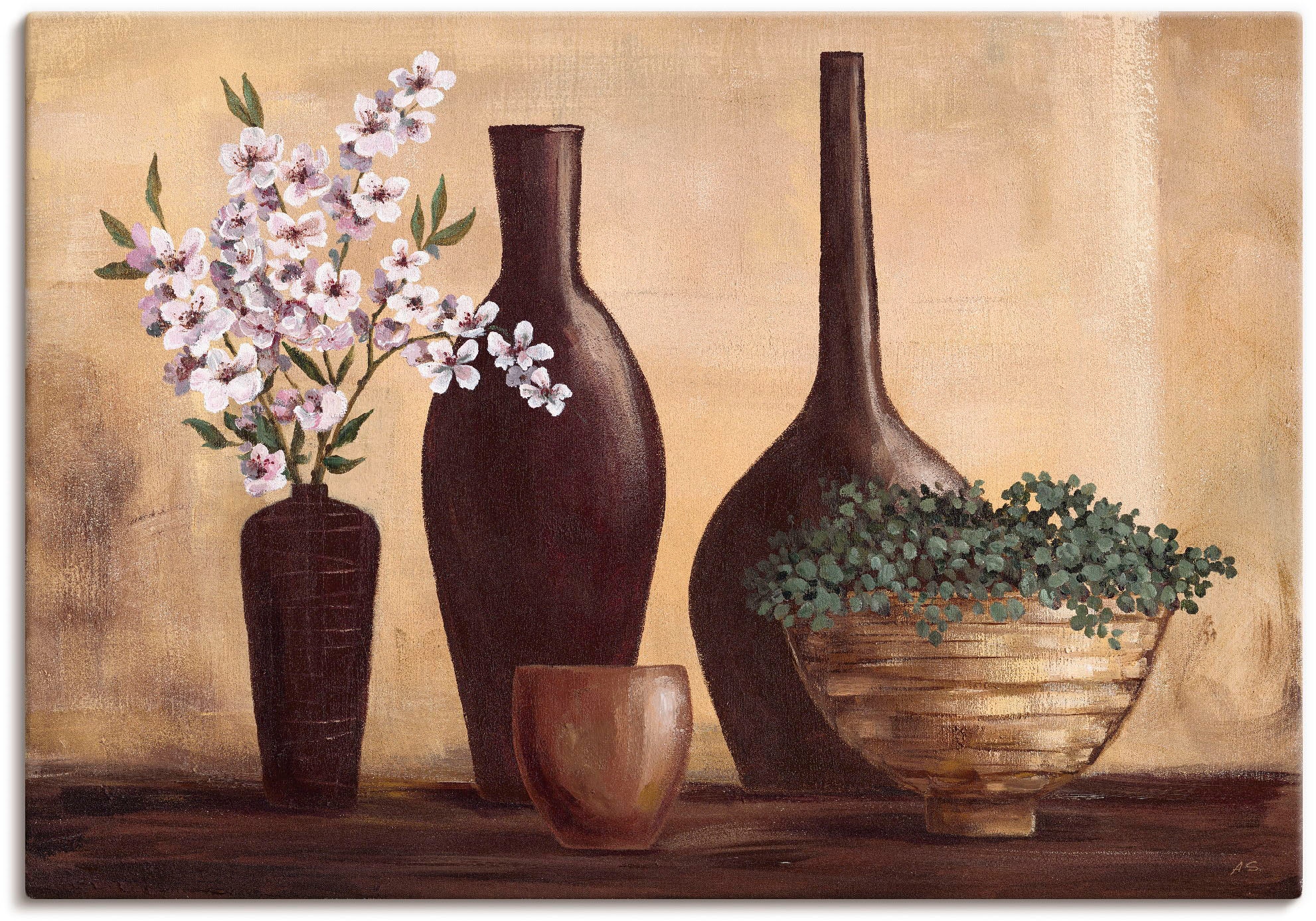 Artland Wandbild als BAUR oder »Stillleben Alubild, Beige Vasen Größen Wandaufkleber kaufen Töpfe, in (1 in II«, Poster versch. Leinwandbild, & St.), 