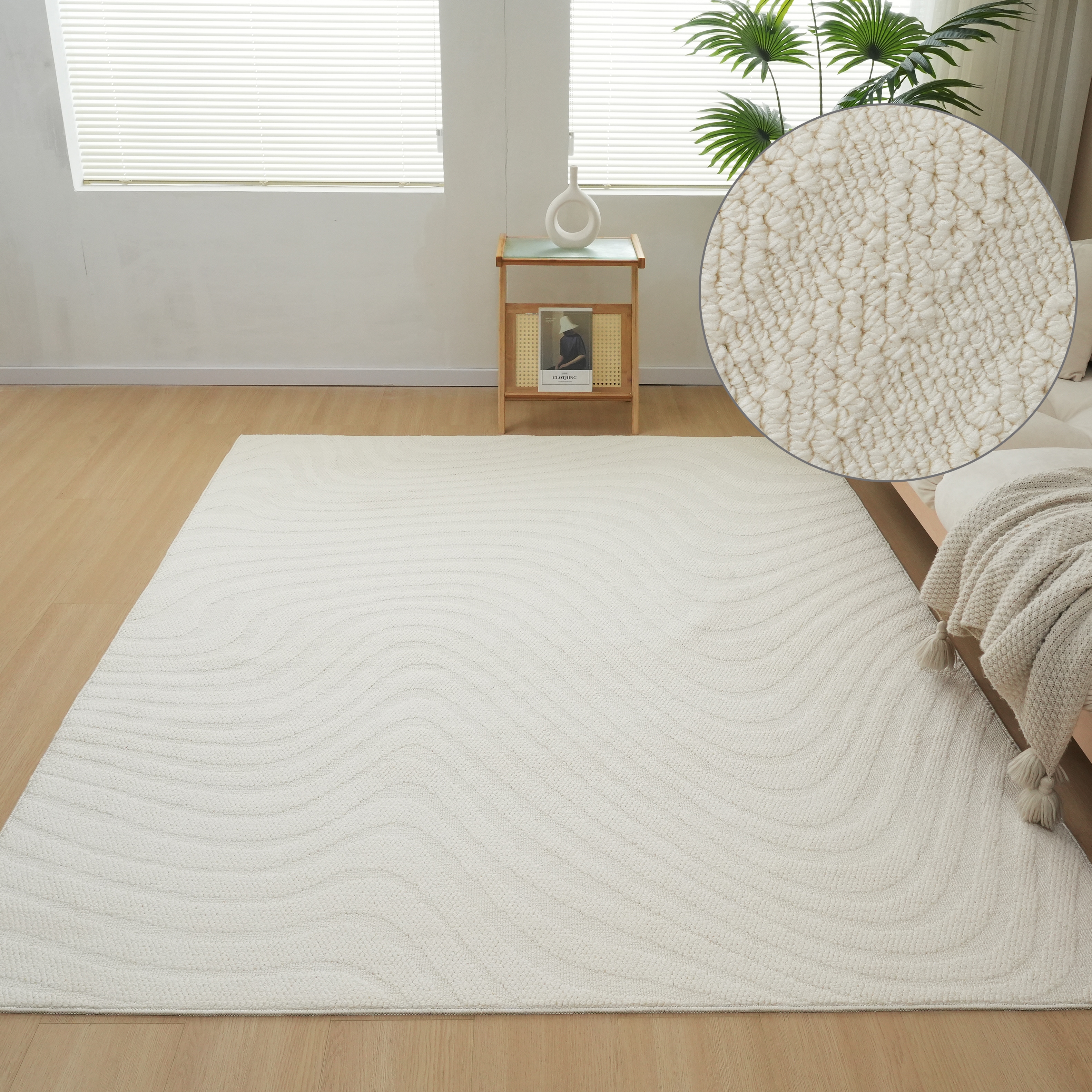 OTTO home Teppich "Jola Welle, Hoch-Tief-Design" rechteckig 12 mm Höhe Wellenmuster, Boho, Modern, 3D, Wohnzimmer, Schlafzimmer