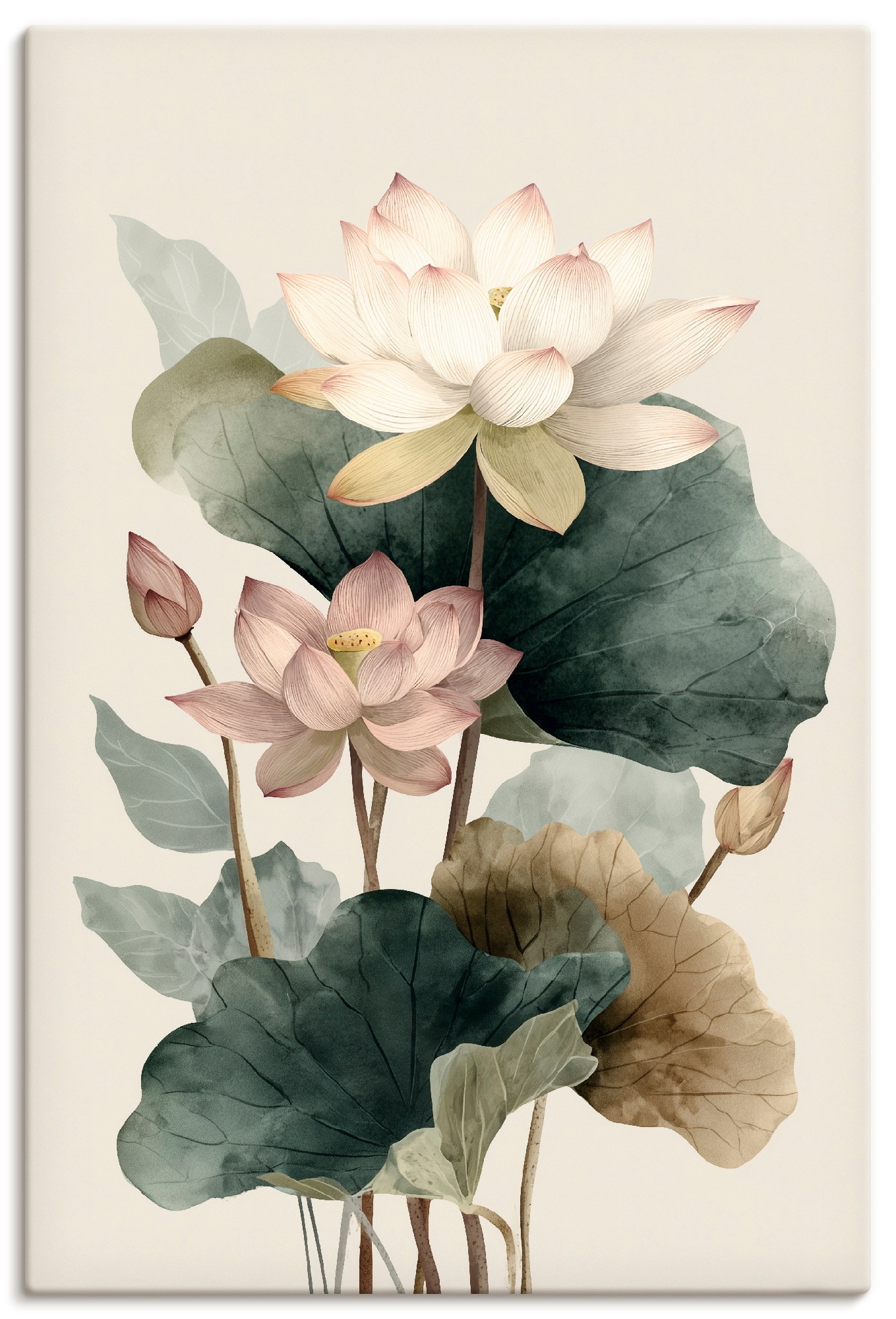 Wandbild ARTLAND "Lotus", farbe bild(er): grün, B:40cm H:60cm, Bilder, als Alubild, Leinwandbild, Poster, Wandaufkleber in verschied. Größen