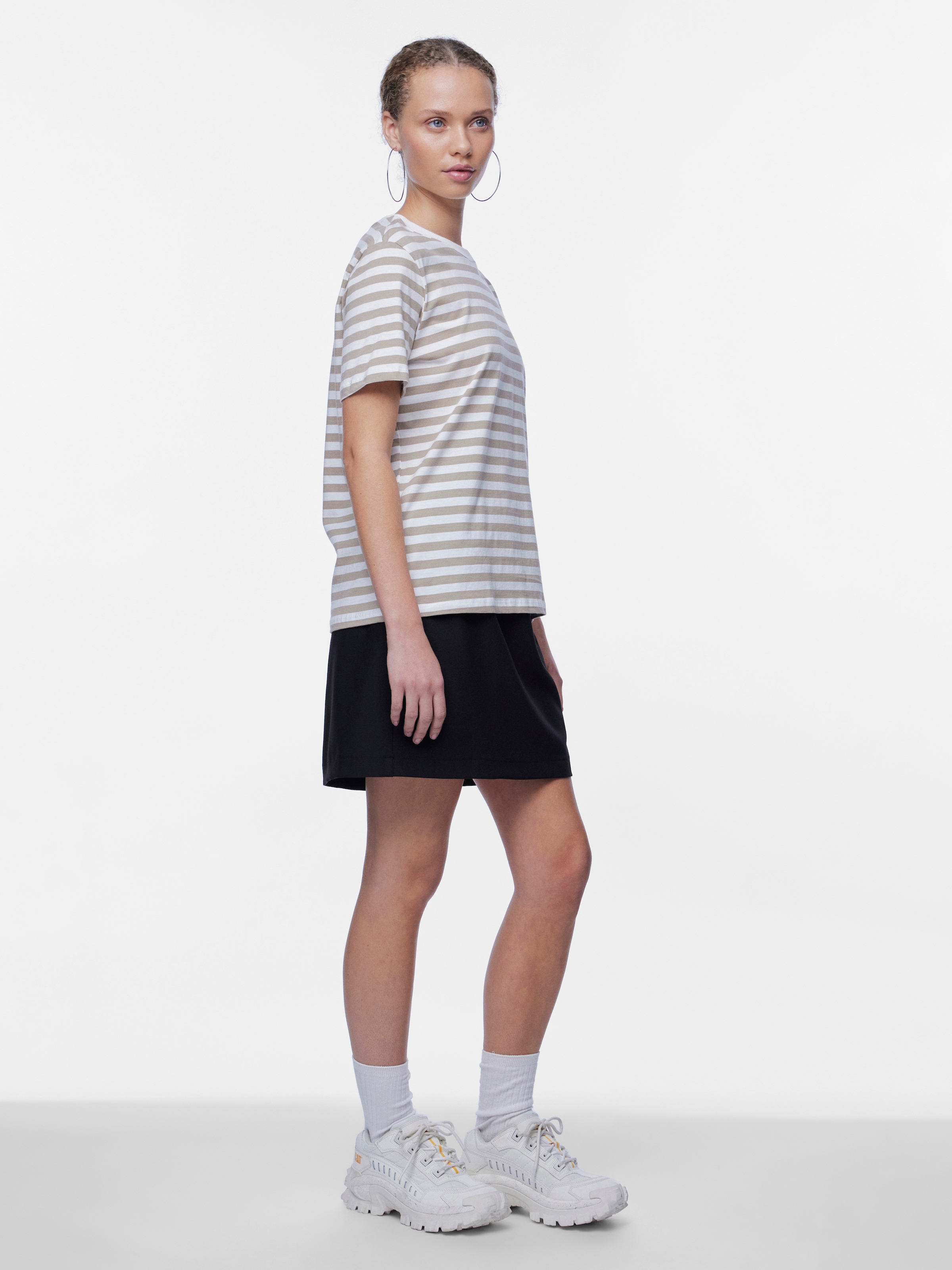 pieces Kurzarmshirt »PCRIA SS TEE STRIPES NOOS BC« Baumwolle, regular fit