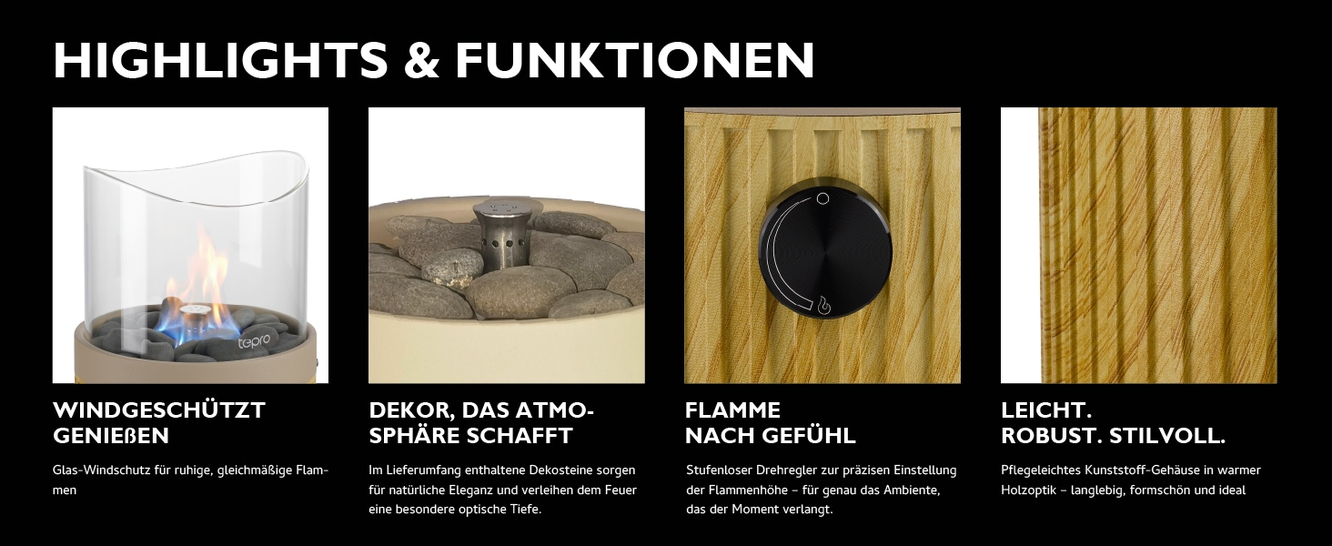 Tepro Feuerstelle »Tisch-Gasfeuerstelle mit Dekosteinen«