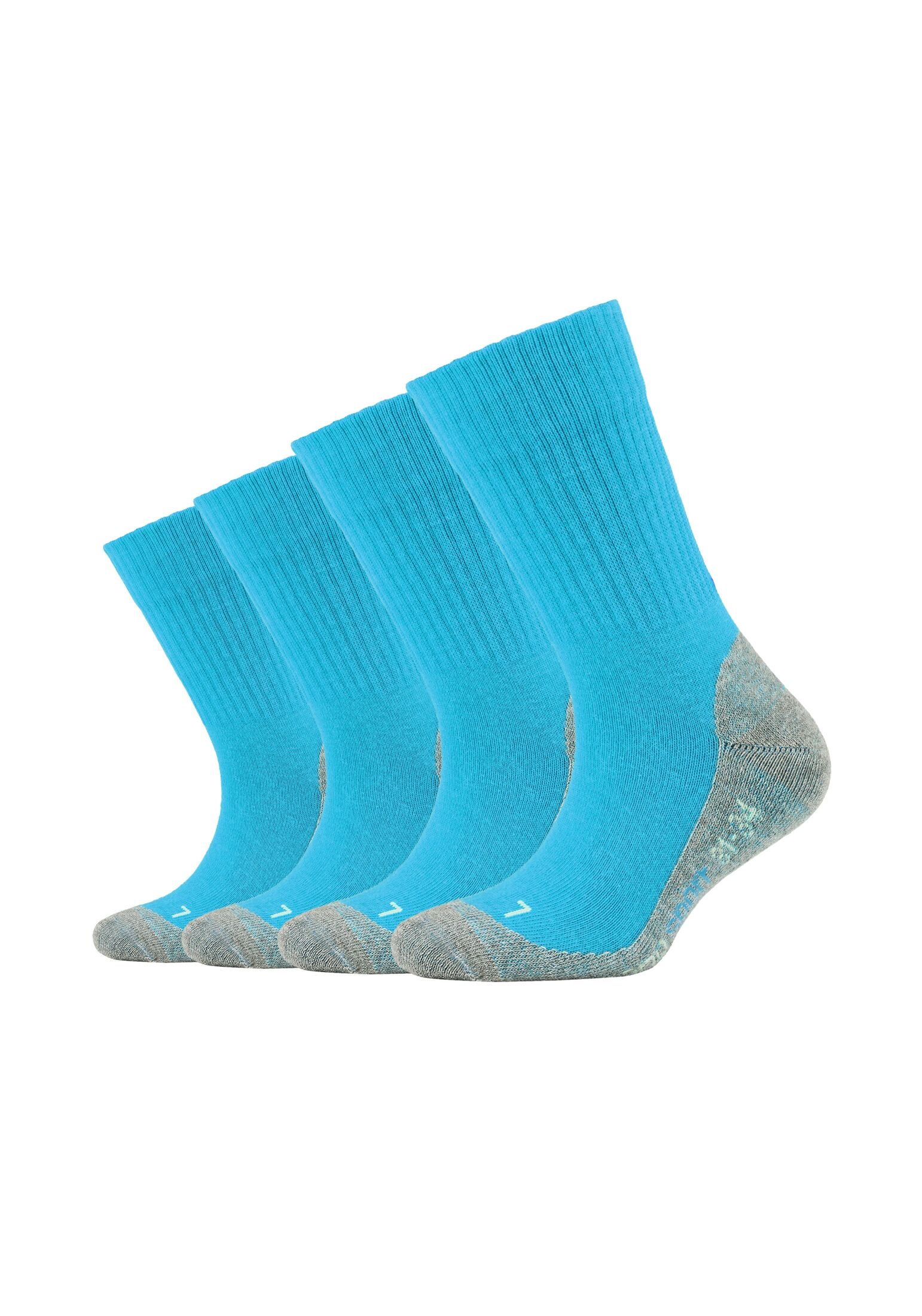 CAMANO Mädchen Sportsocken "Sportsocken 4er Pack", Gr. 23, blau, 58% Baumwolle, 20% Polyester, 20% Polyamid, 2% Elasthan, Colorblocking, Socken