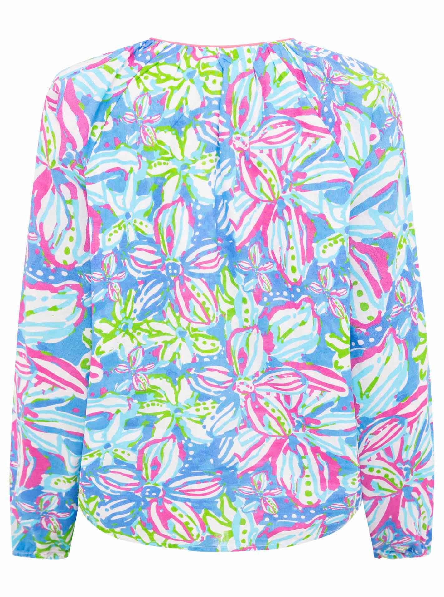 Zwillingsherz Schlupfbluse »"Blumentraum"«, mit Blumenmotiv und farbiger Kante am Halsausschnitt