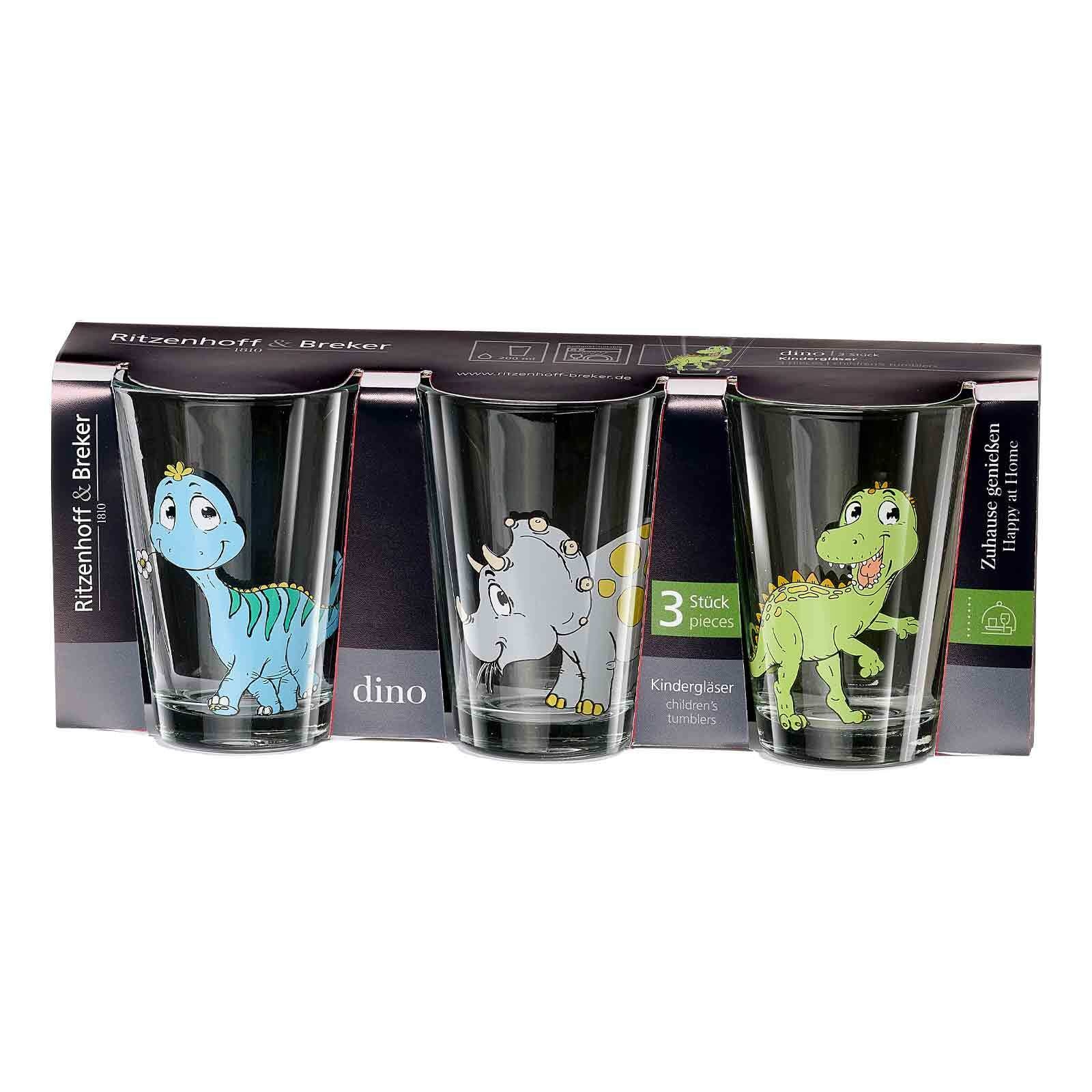 Ritzenhoff & Breker Kinderbecher »Kindergläser Dino 200 ml 3er Set bunt« Spülmaschinengeeignet