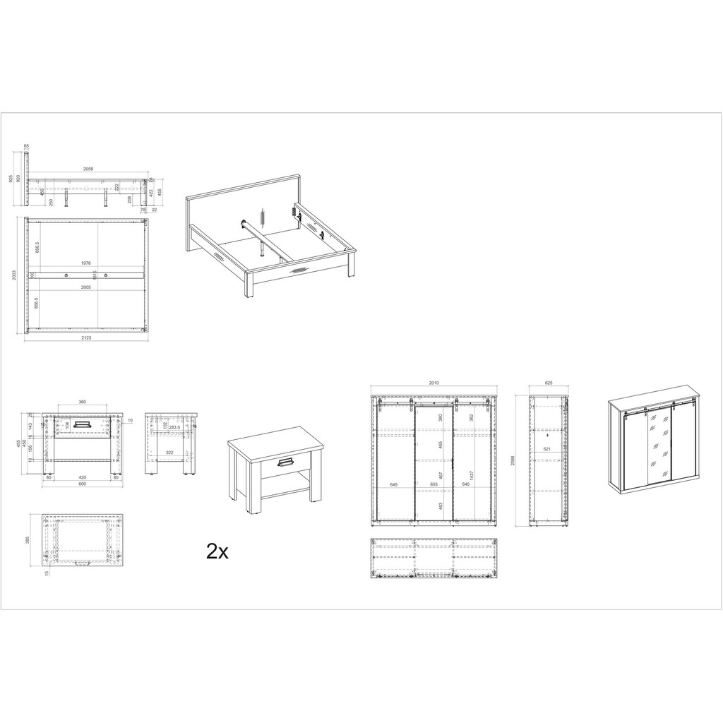 Home affaire Schlafzimmer-Set »SHERWOOD«, (4 St.)