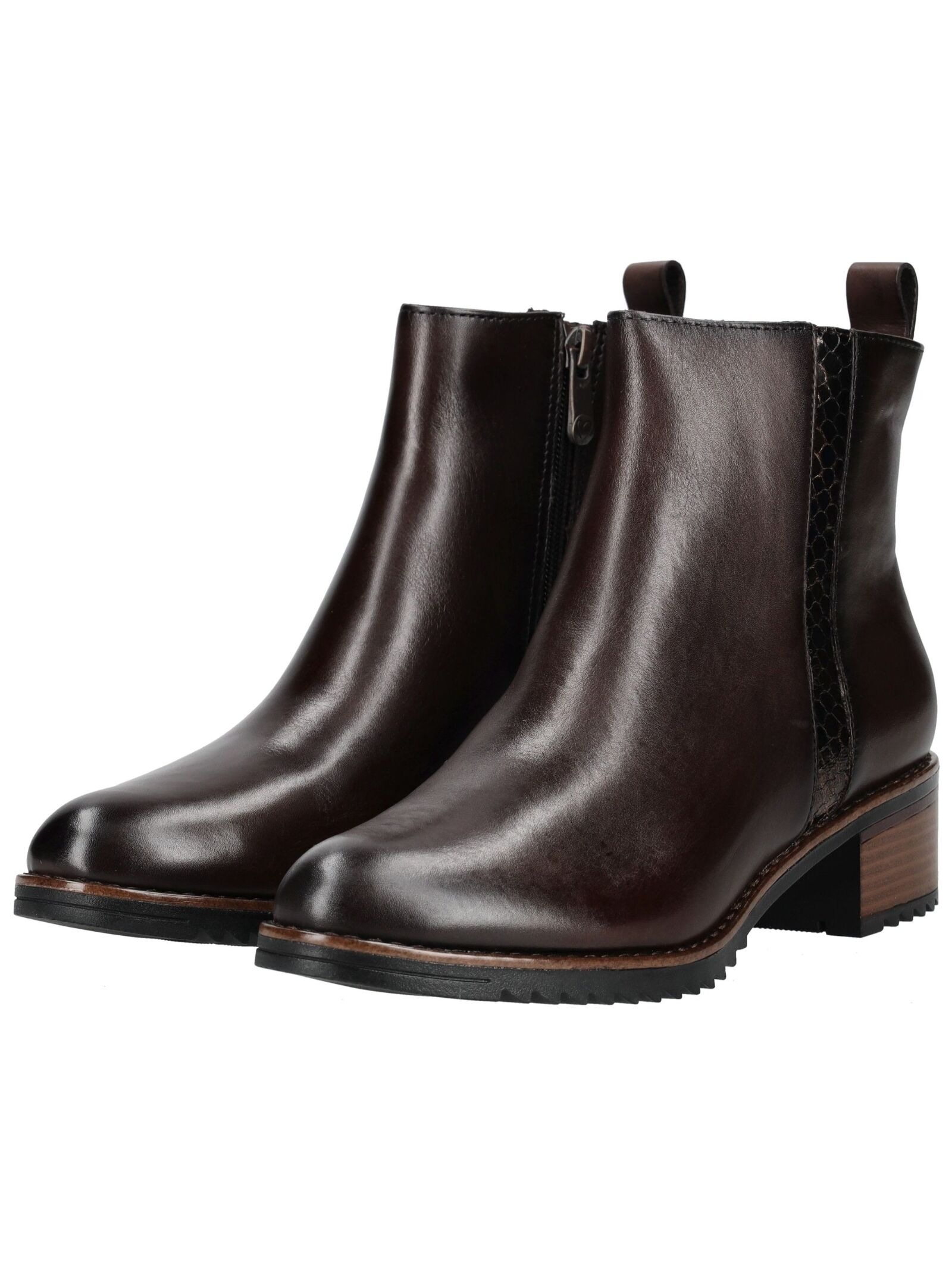 Ankleboots MARCO TOZZI "Marco Tozzi Stiefelette Leder/Textil", Damen, Gr. 40, braun (mocca), Leder, Textil, Schuhe Ankleboots 3