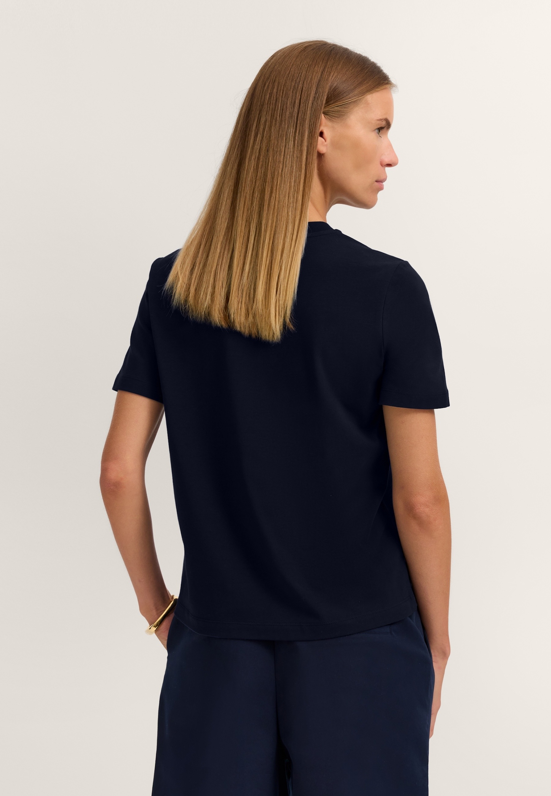 bugatti T-Shirt aus elastischer Baumwolle mit Rundhalsausschnitt