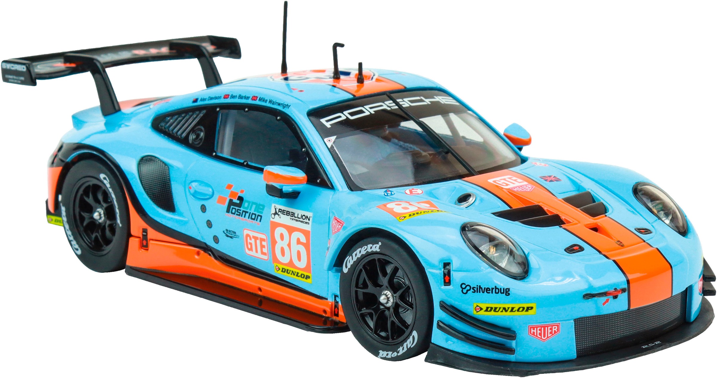 Carrera® Rennbahn-Auto »Porsche 911 RSR "Gulf Racing, Mike Wainwright, No.86"«, Silverstone 2018; mit Lichteffekt