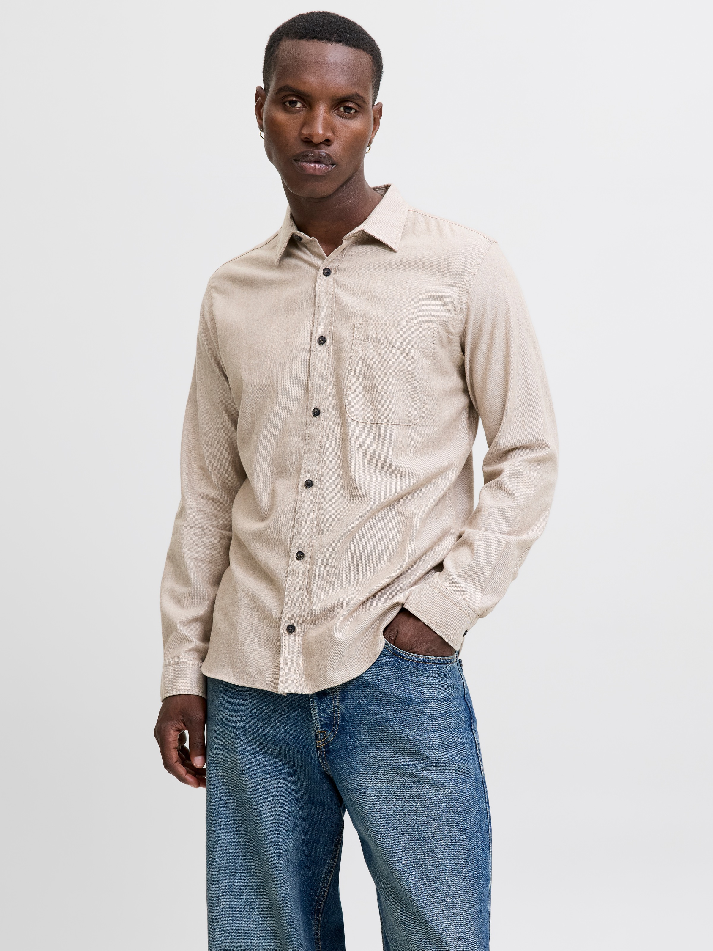 Jack & Jones Herren Freizeit Hemd JJECLASSIC MELANGE SHIRT Regular Fit günstig online kaufen